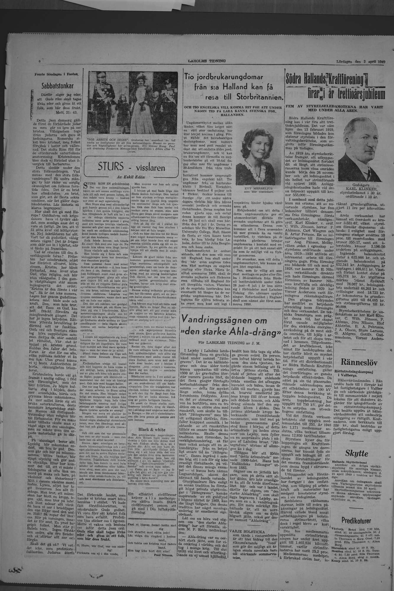 Laholms Tidning Lördag 2 april 1949, sida 6
