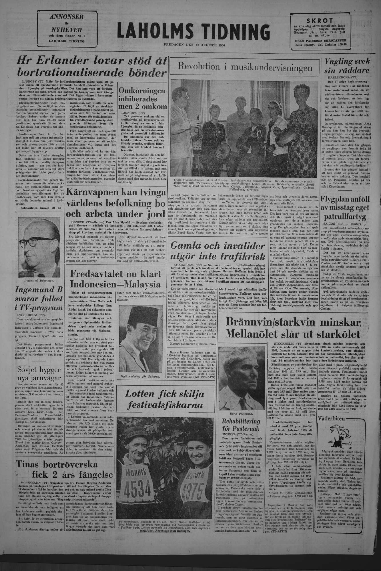 Laholms Tidning Fredag 12 augusti 1966, sida 8