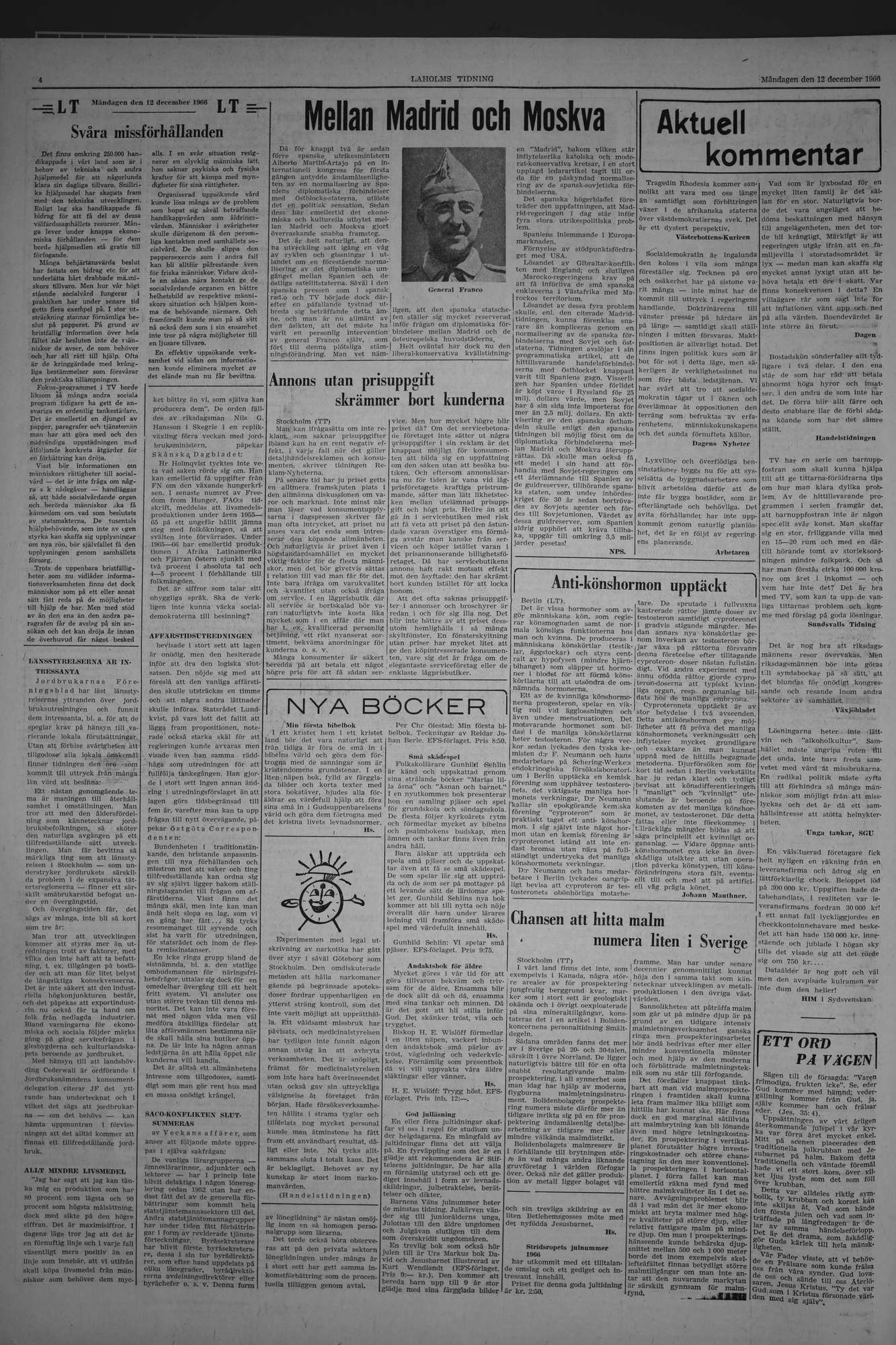 Laholms Tidning Måndag 12 december 1966, sida 4