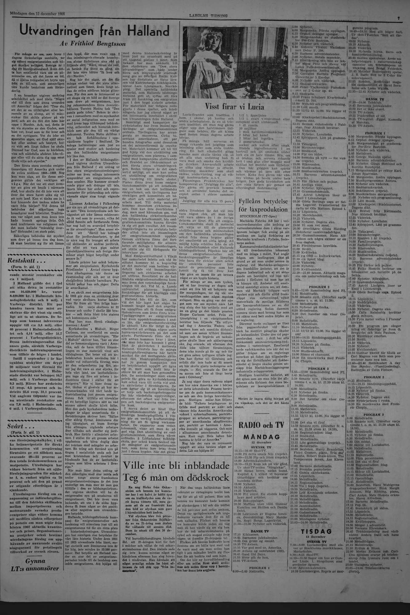 Laholms Tidning Måndag 12 december 1966, sida 7
