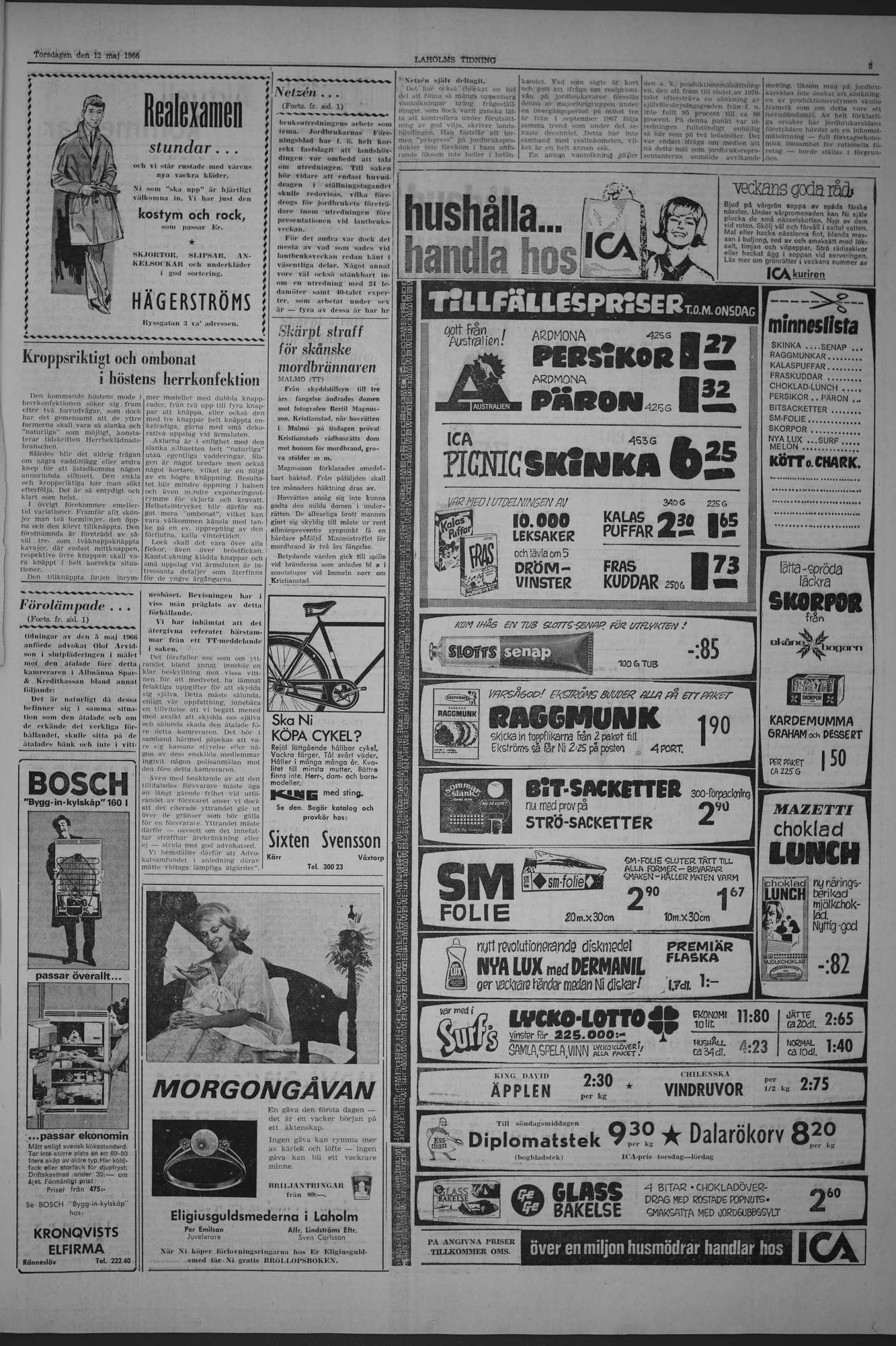 Laholms Tidning Torsdag 12 maj 1966, sida 3