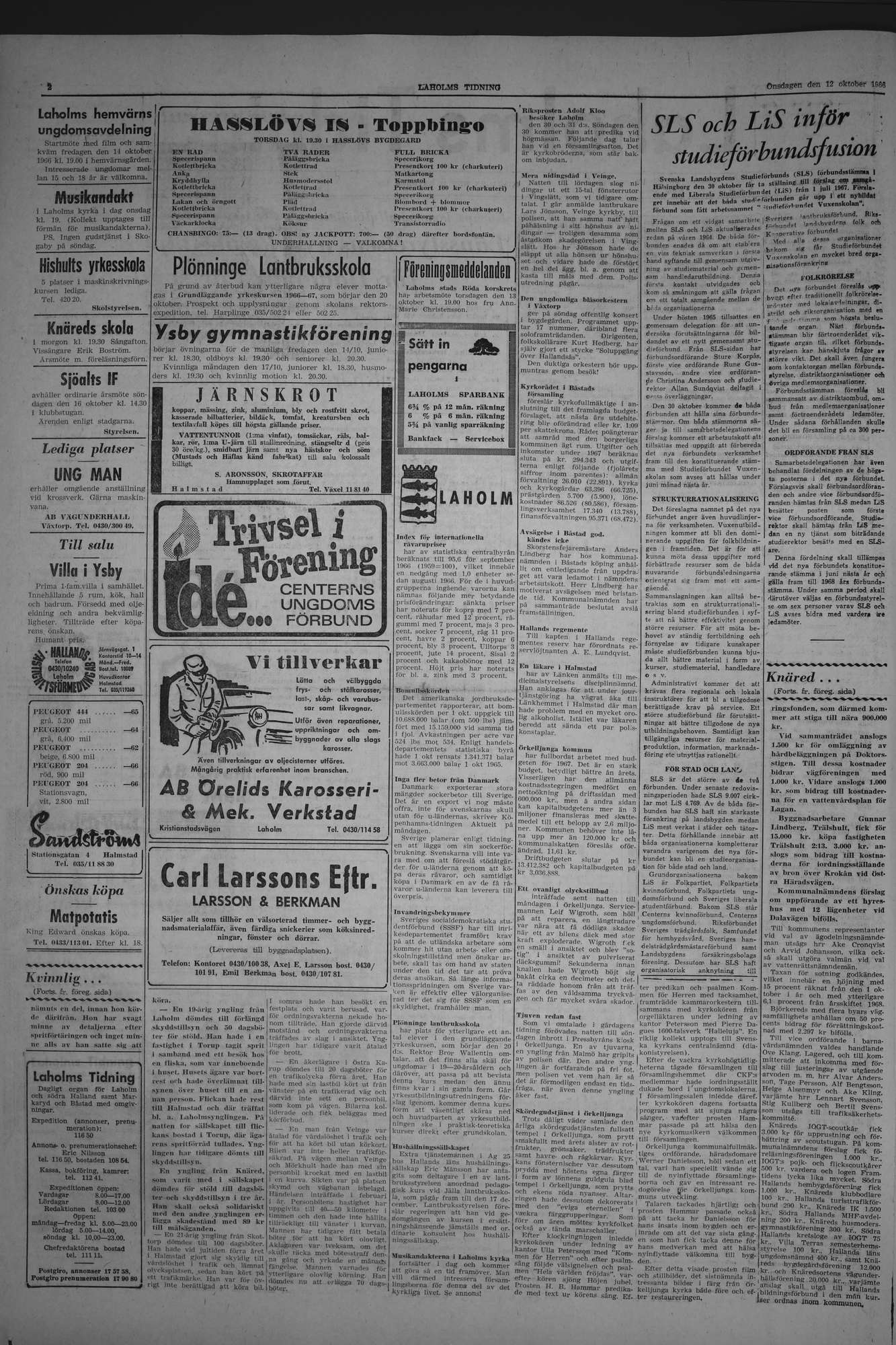 Laholms Tidning Onsdag 12 oktober 1966, sida 2
