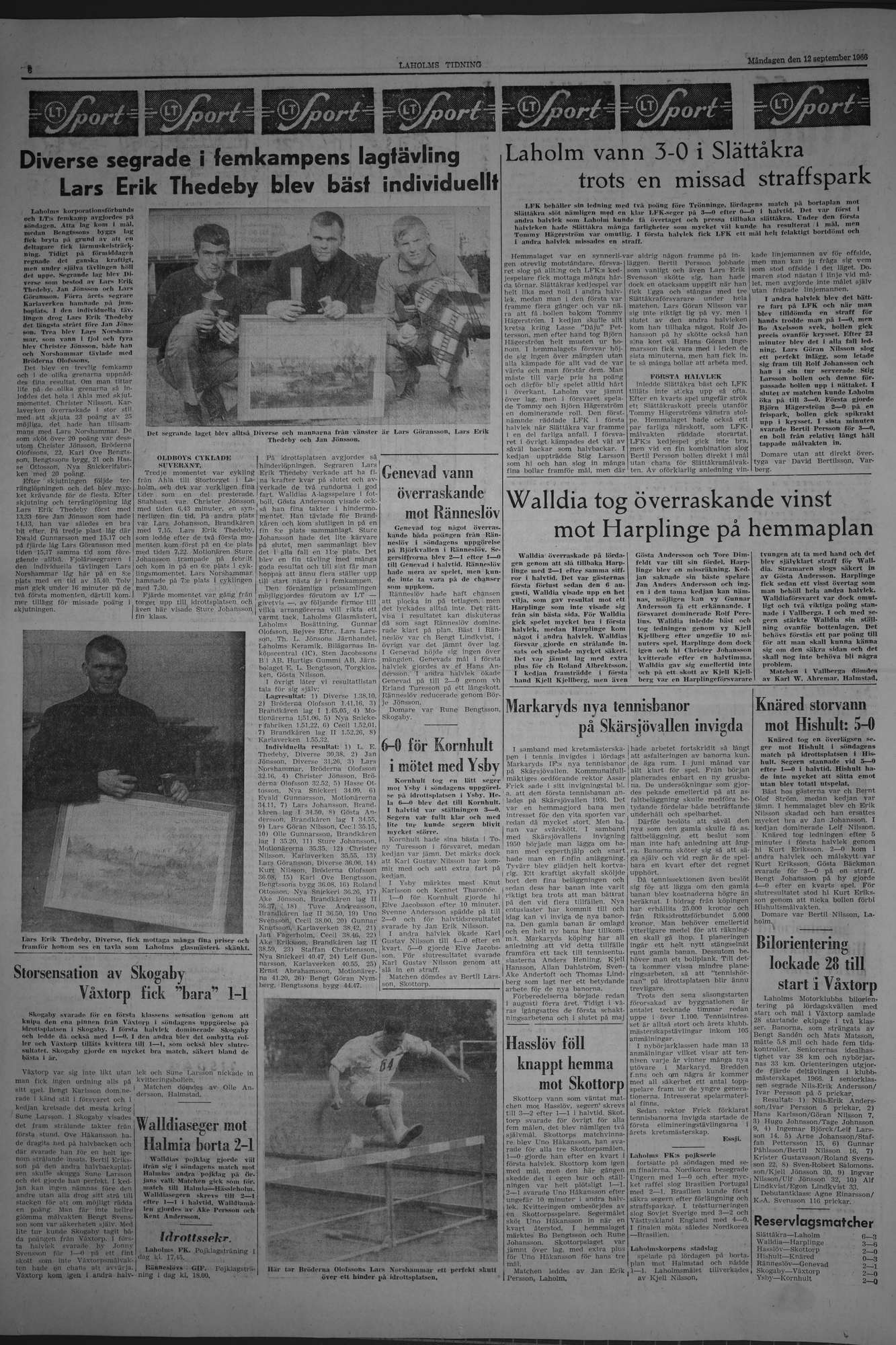 Laholms Tidning Måndag 12 september 1966, sida 6