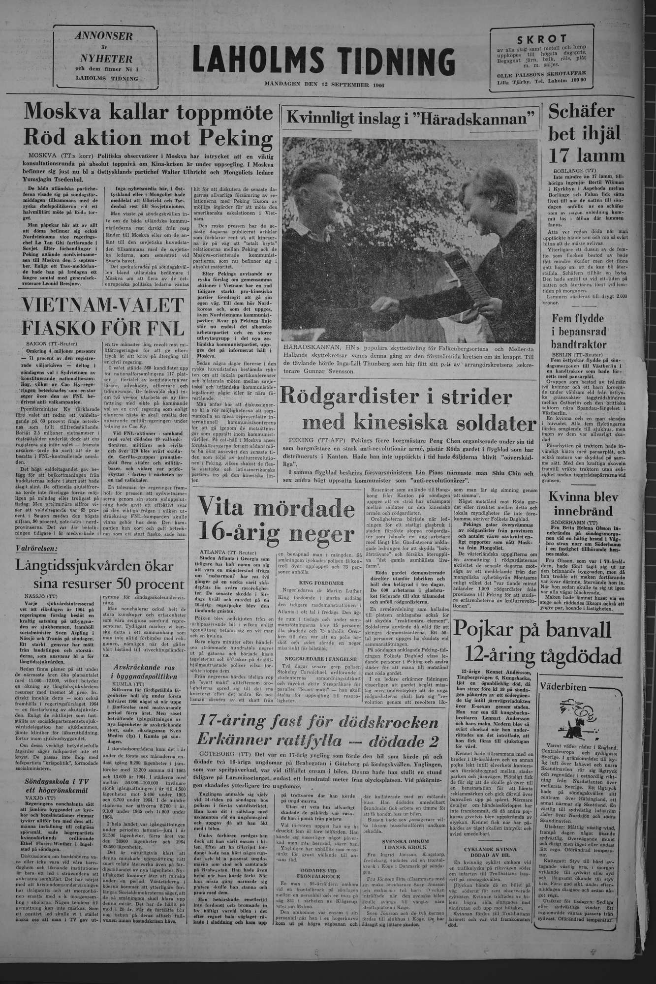 Laholms Tidning Måndag 12 september 1966, sida 8