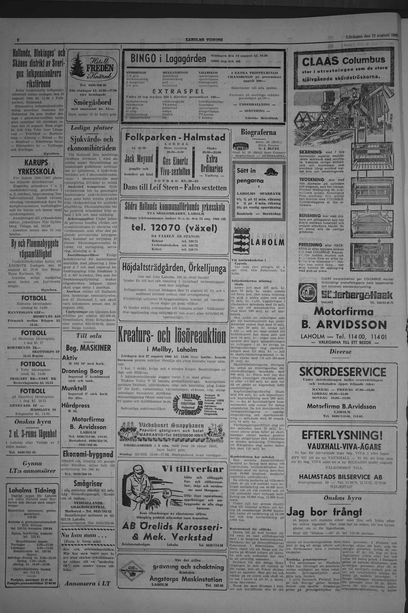 Laholms Tidning Lördag 13 augusti 1966, sida 2