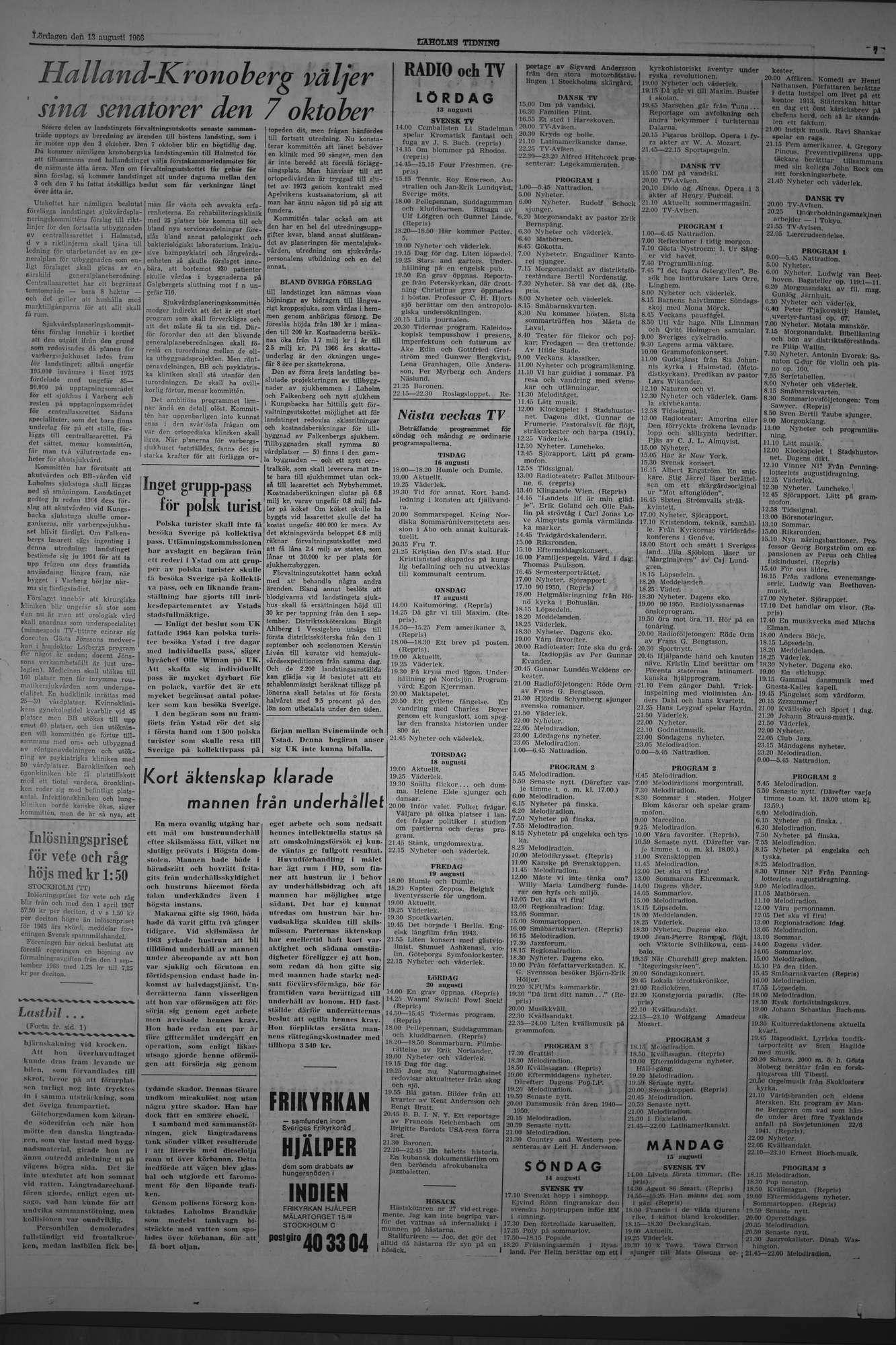 Laholms Tidning Lördag 13 augusti 1966, sida 7