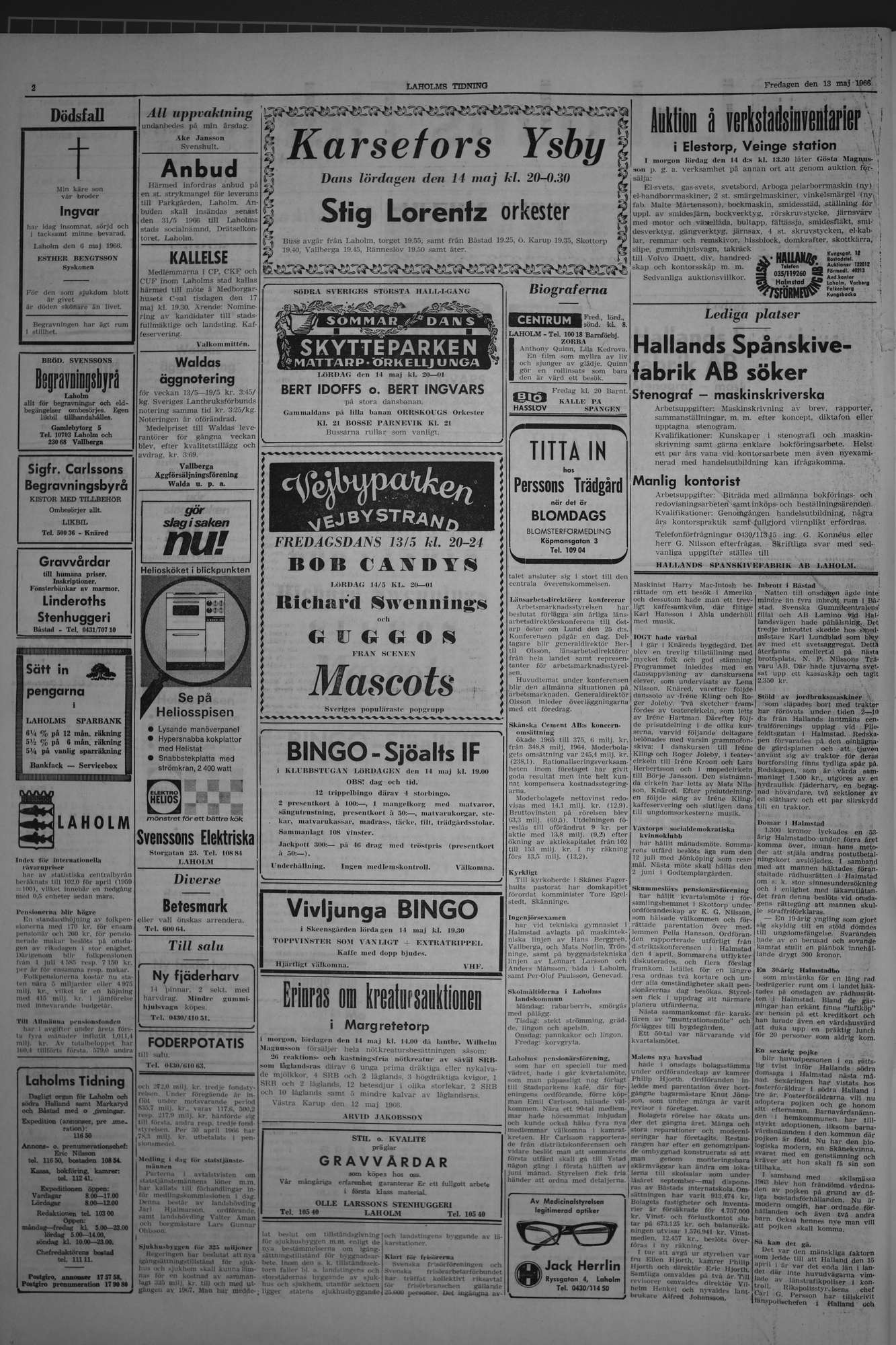 Laholms Tidning Fredag 13 maj 1966, sida 2