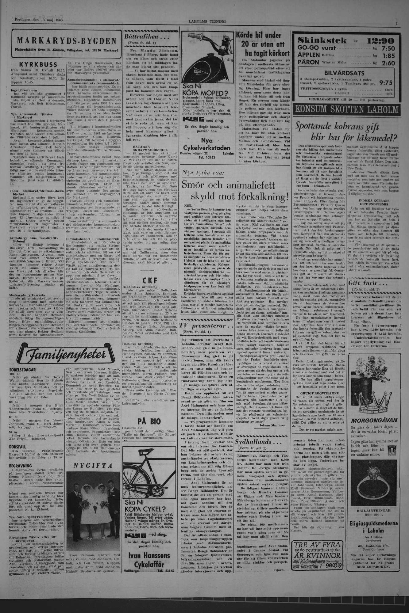 Laholms Tidning Fredag 13 maj 1966, sida 3