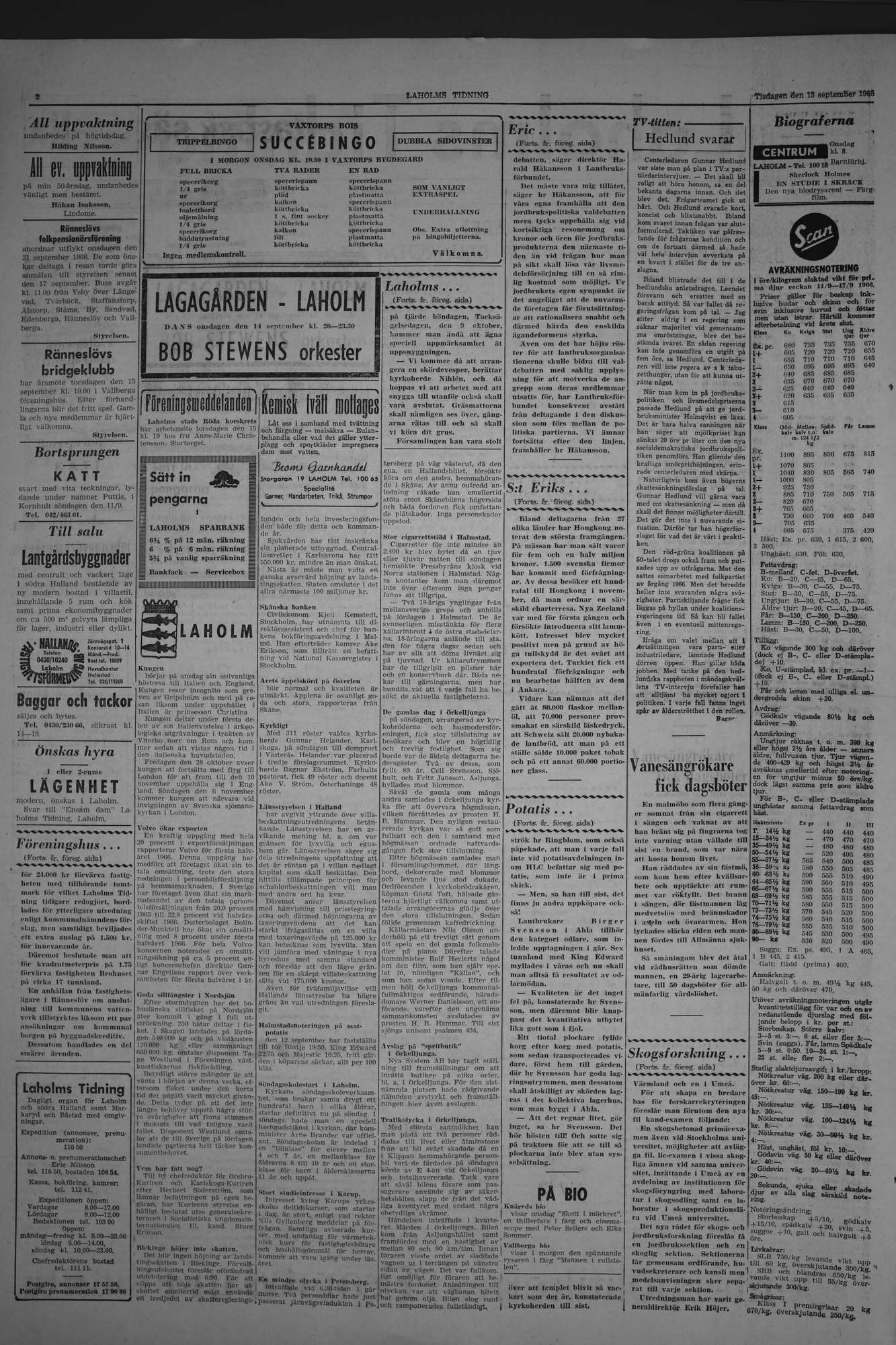 Laholms Tidning Tisdag 13 september 1966, sida 2
