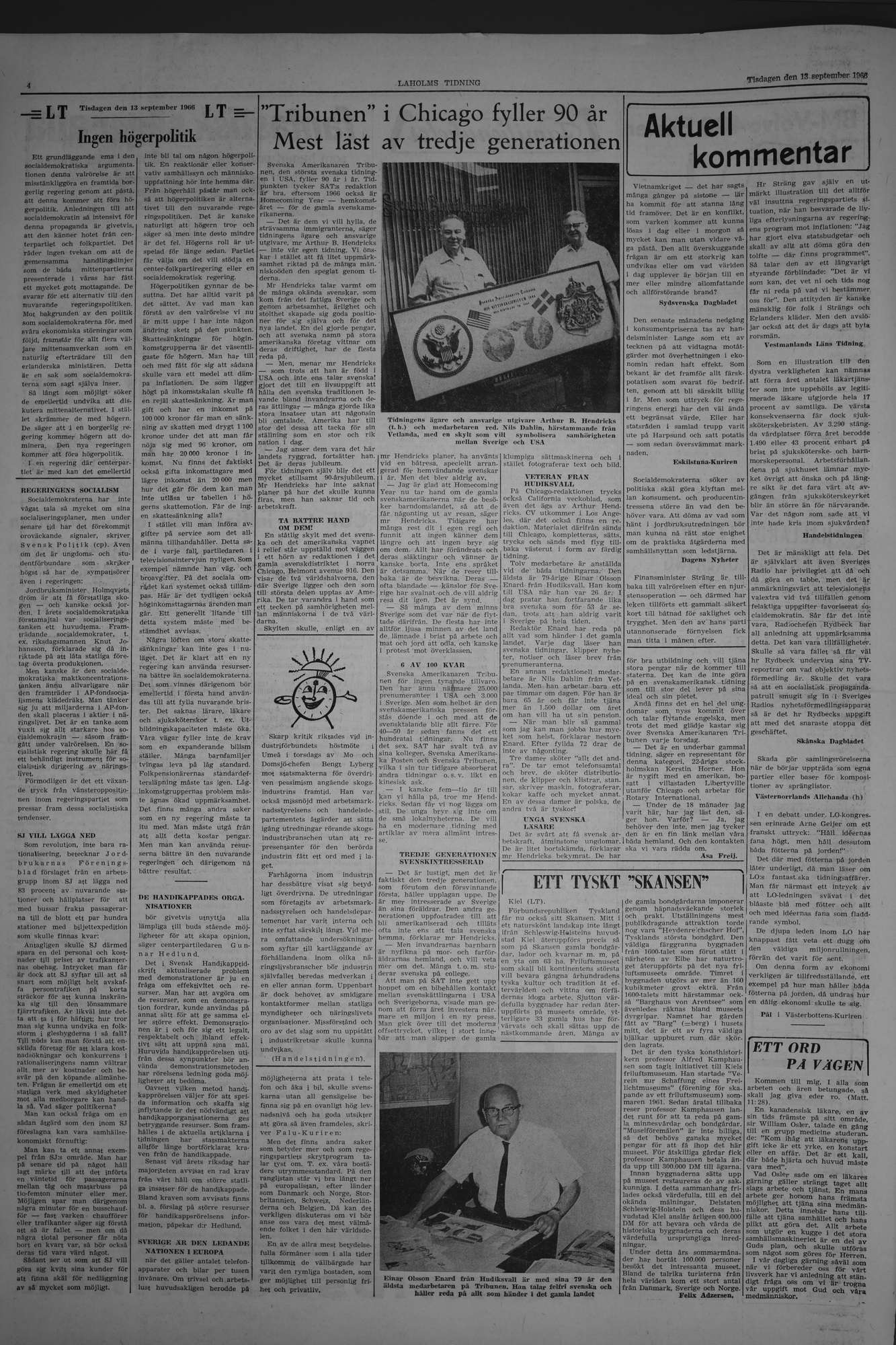 Laholms Tidning Tisdag 13 september 1966, sida 4