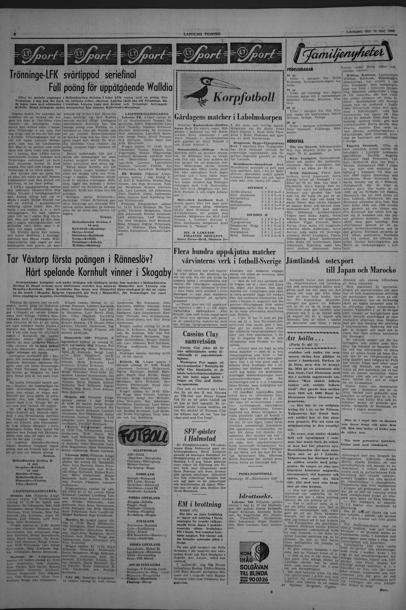 Laholms Tidning Lördag 14 maj 1966, sida 6