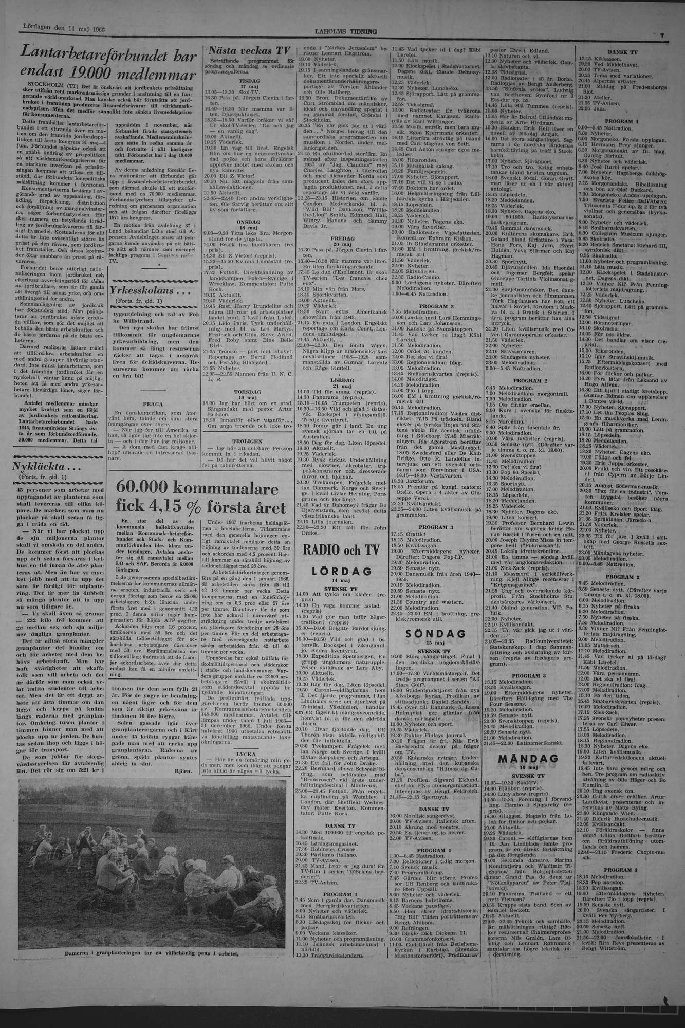 Laholms Tidning Lördag 14 maj 1966, sida 7