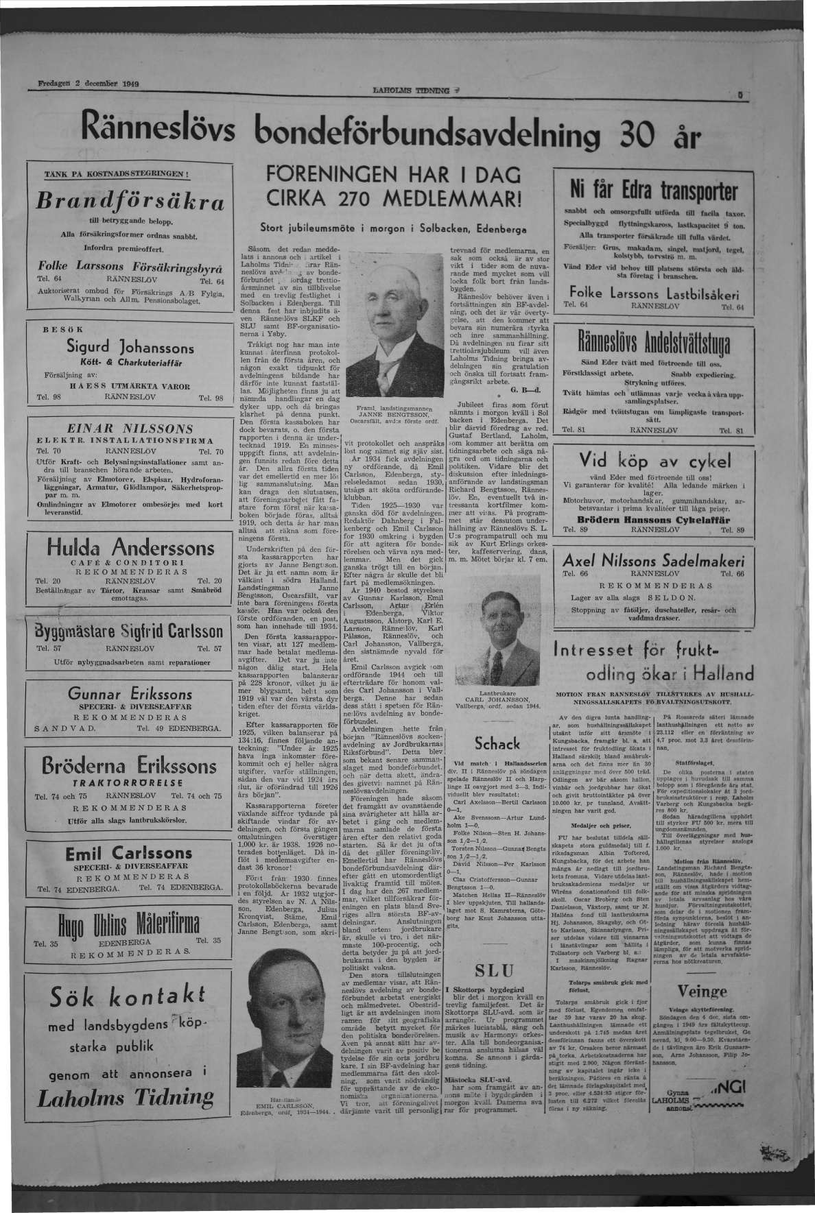 Laholms Tidning Fredag 2 december 1949, sida 5