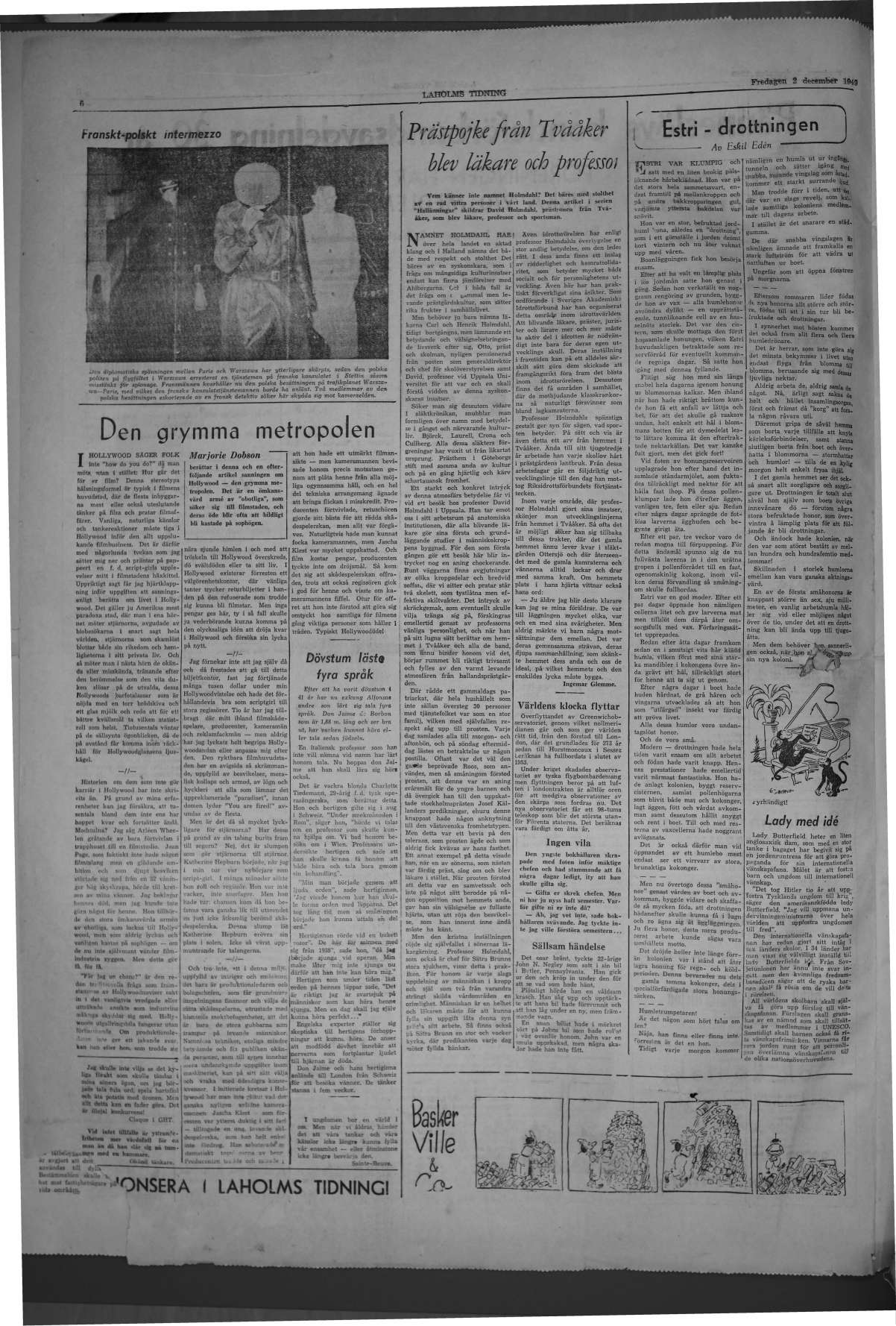 Laholms Tidning Fredag 2 december 1949, sida 6