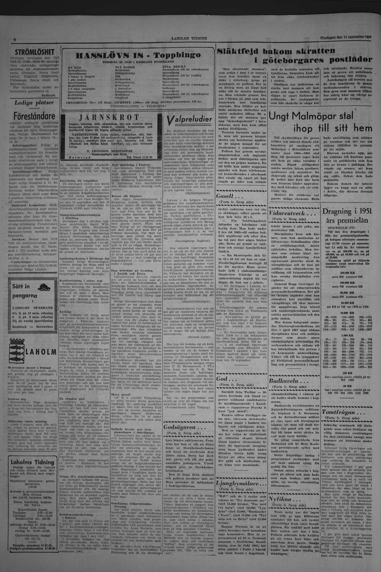 Laholms Tidning Onsdag 14 september 1966, sida 2