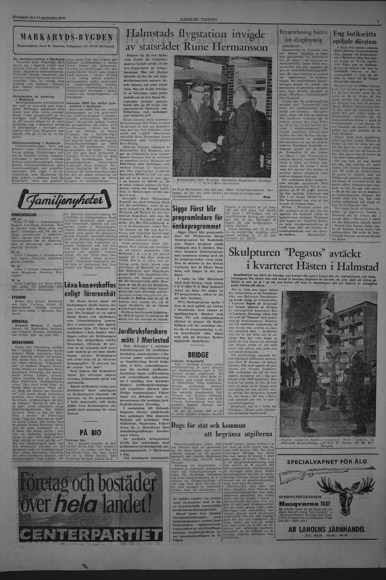 Laholms Tidning Onsdag 14 september 1966, sida 3