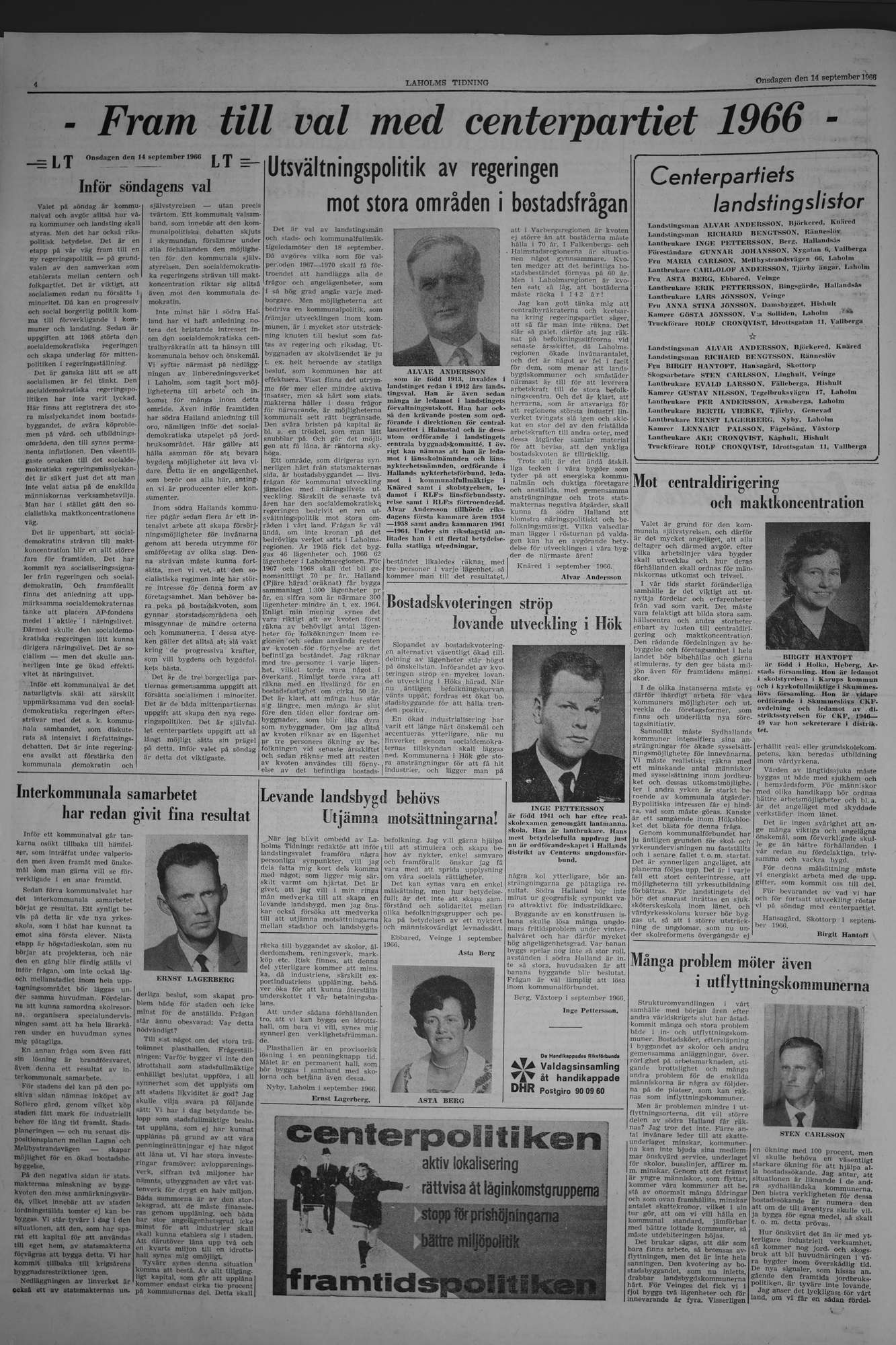 Laholms Tidning Onsdag 14 september 1966, sida 4