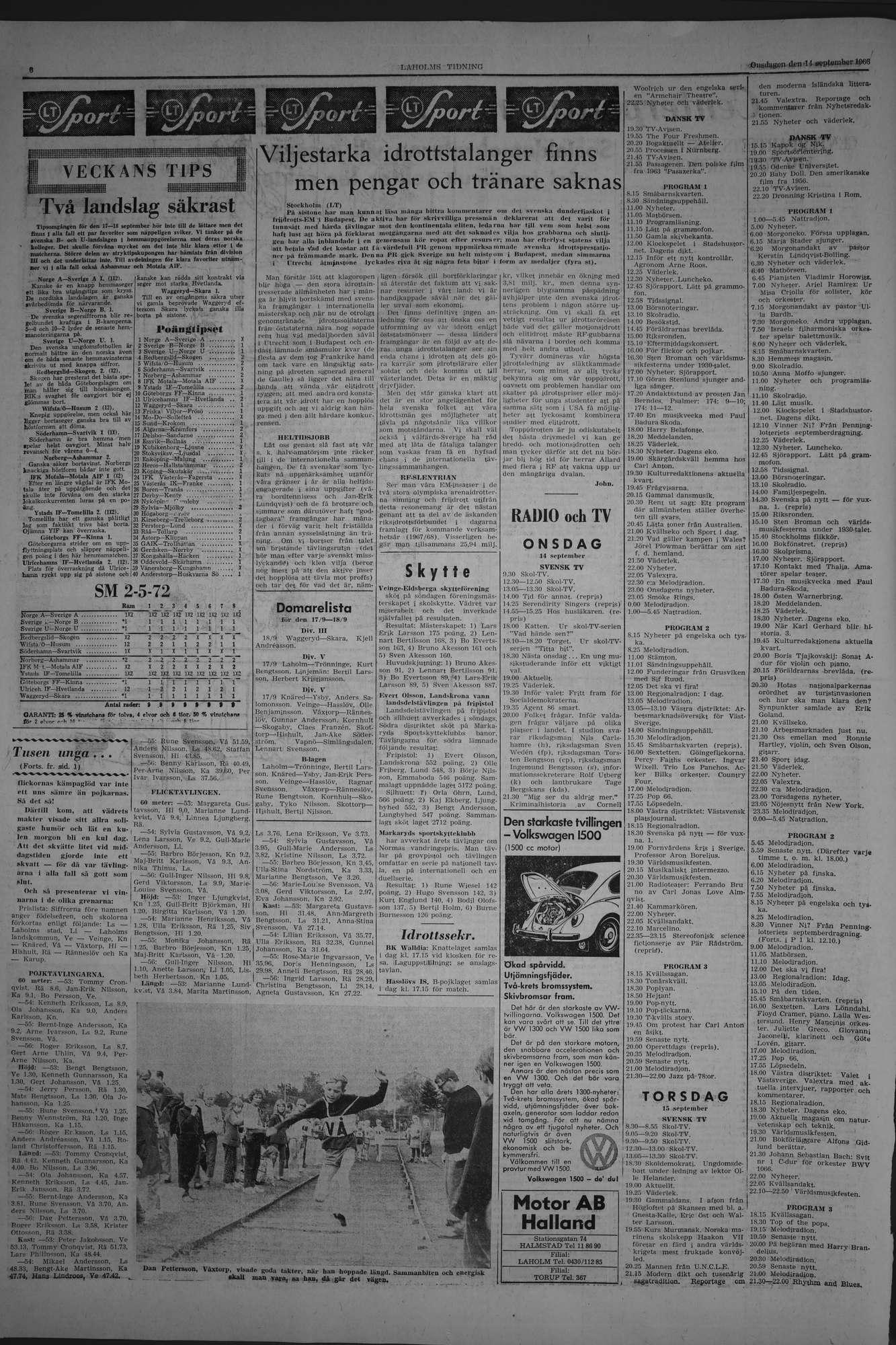 Laholms Tidning Onsdag 14 september 1966, sida 6