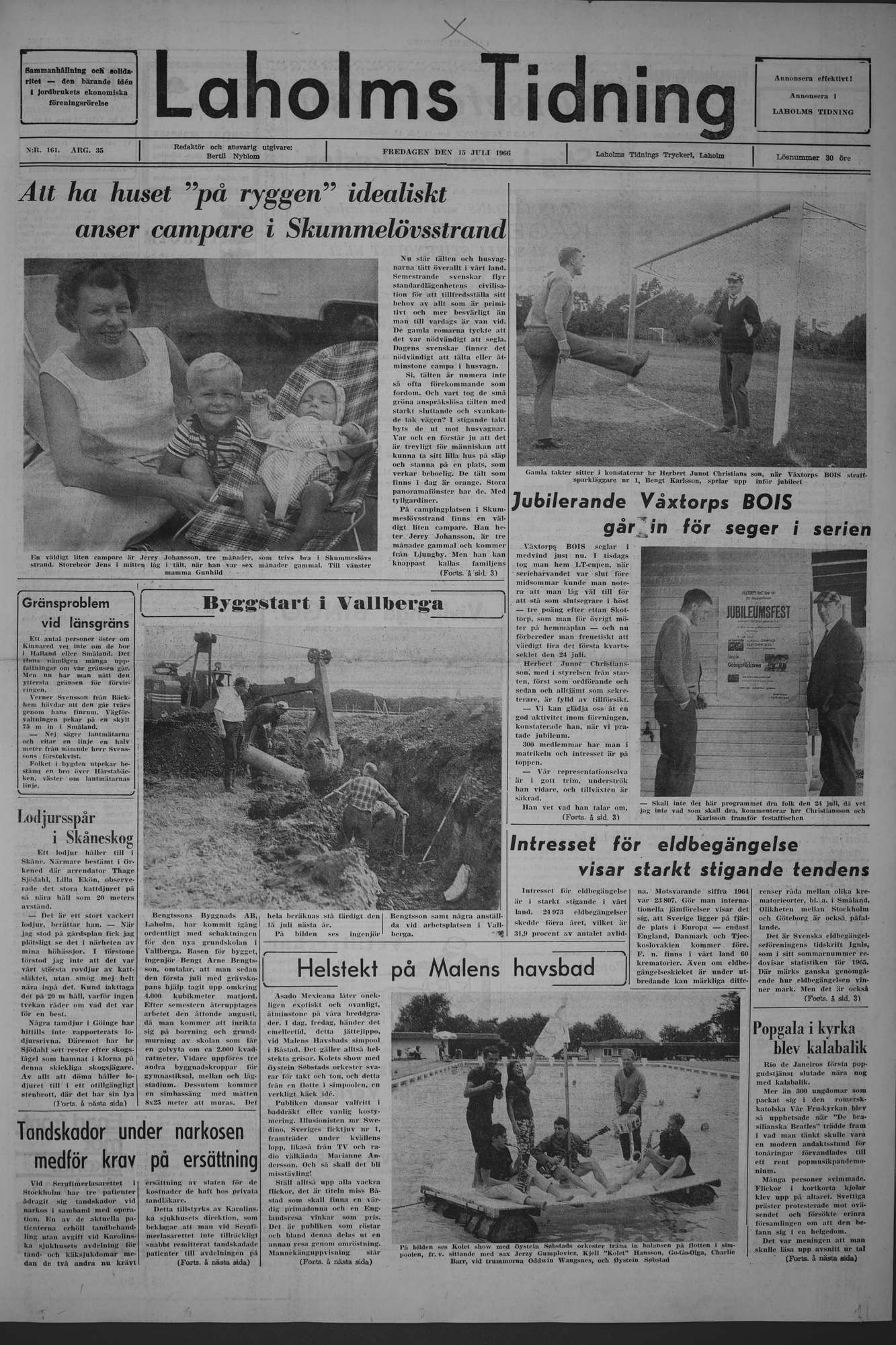 Laholms Tidning Fredag 15 juli 1966, sida 1