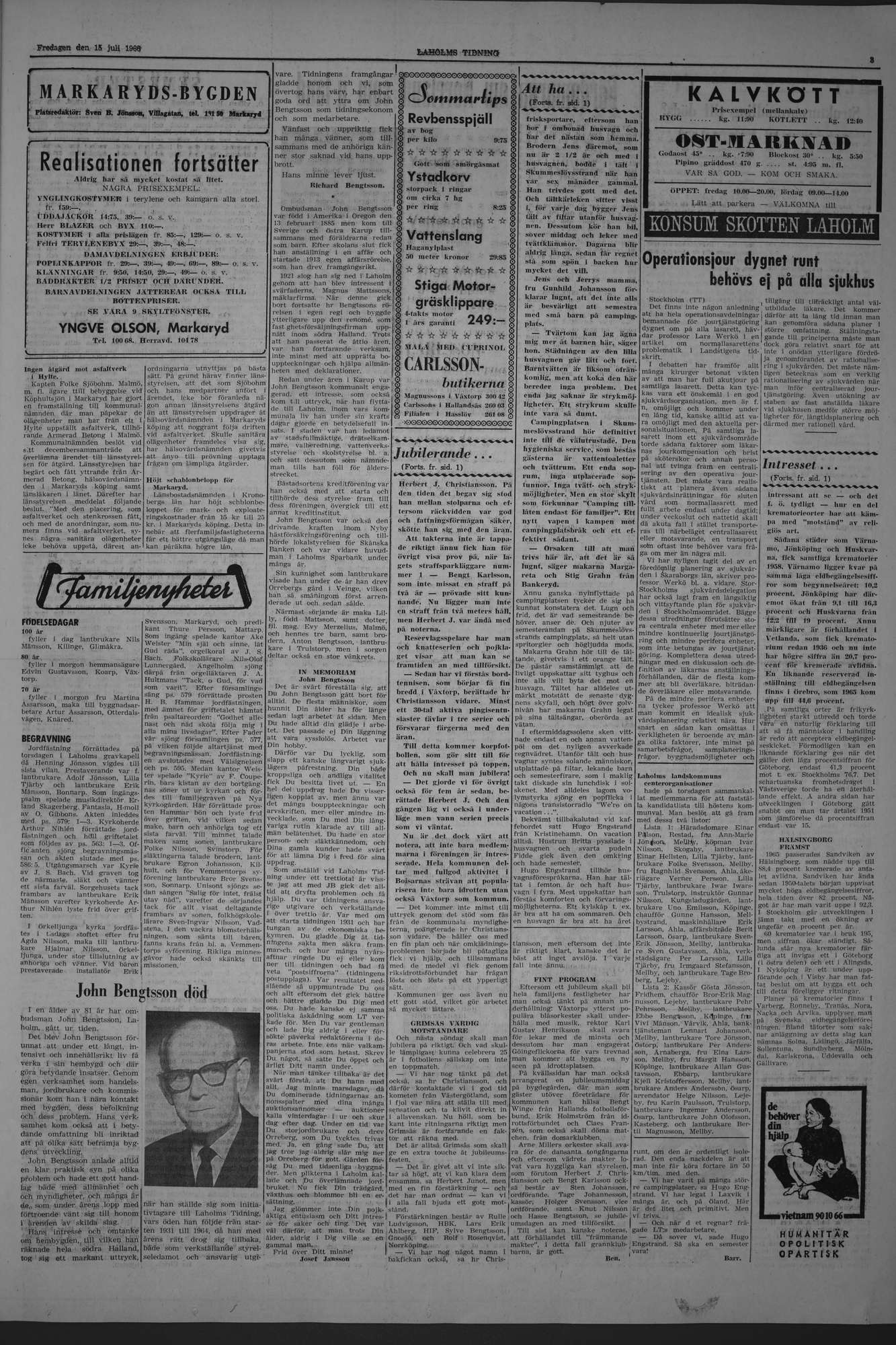 Laholms Tidning Fredag 15 juli 1966, sida 3