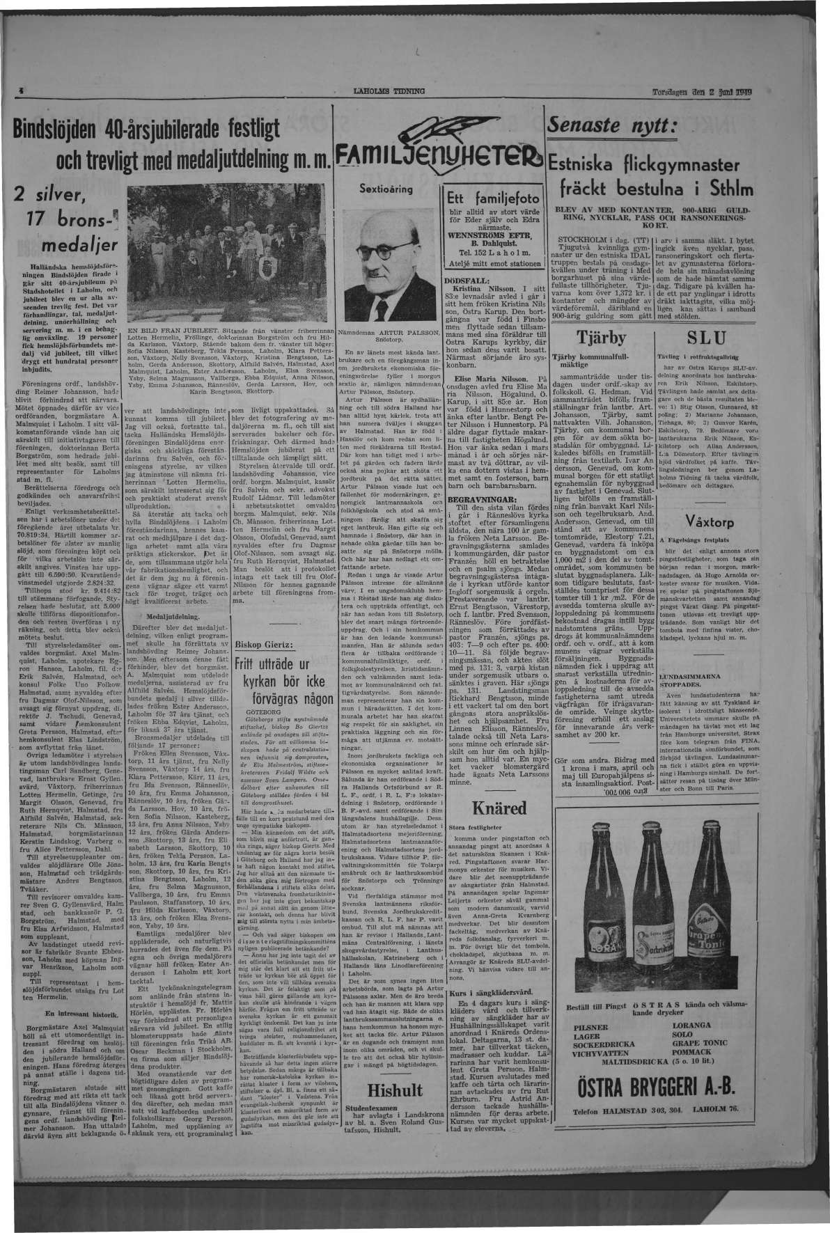 Laholms Tidning Torsdag 2 juni 1949, sida 3