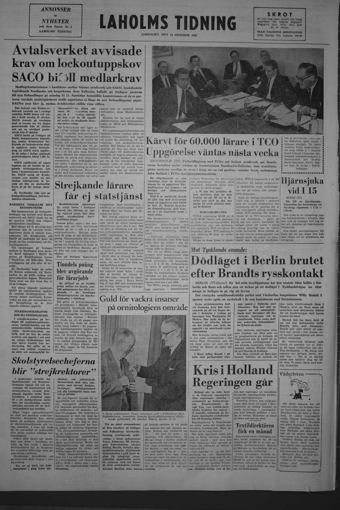 Laholms Tidning Lördag 15 oktober 1966, sida 8