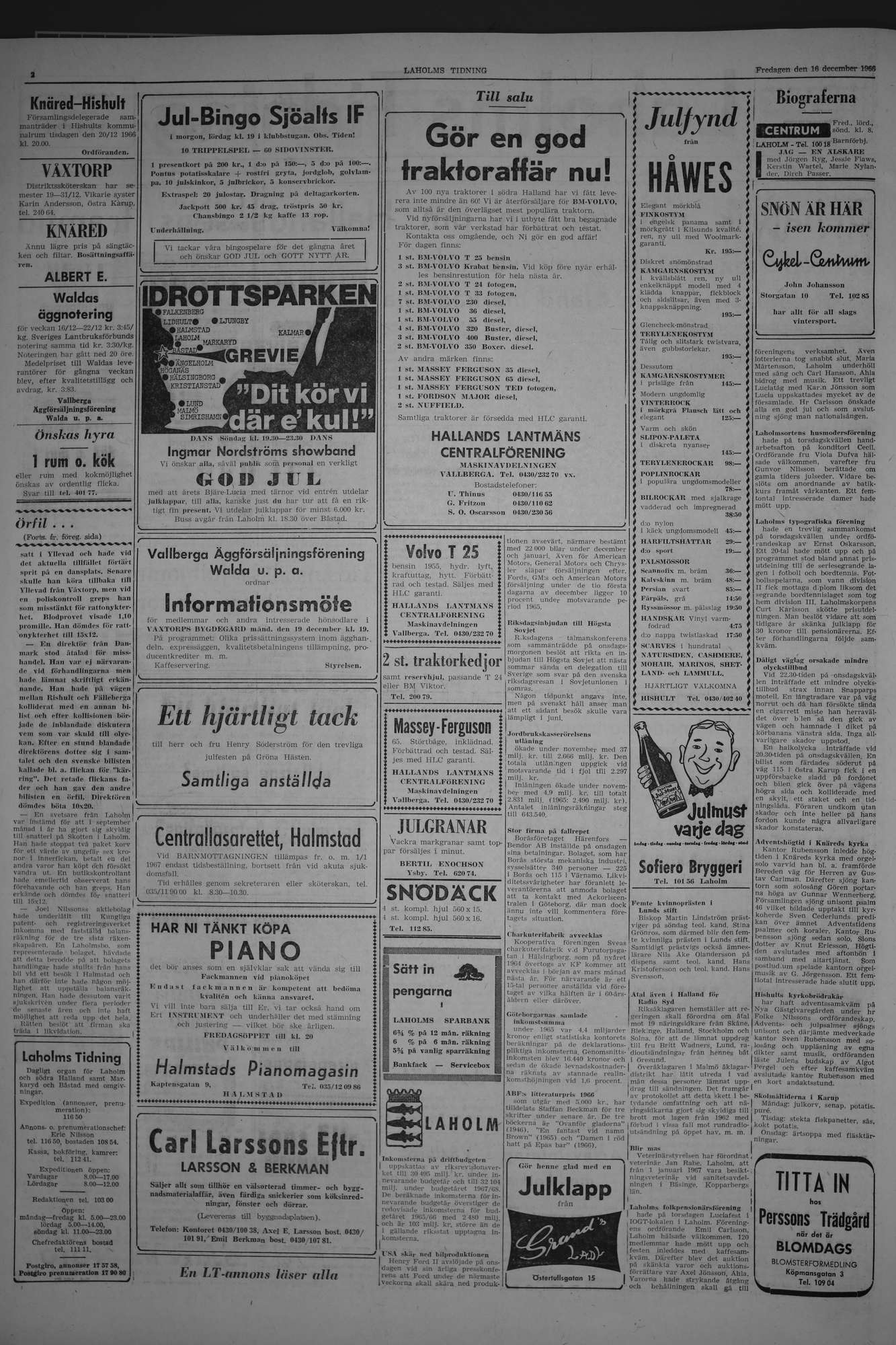 Laholms Tidning Fredag 16 december 1966, sida 2