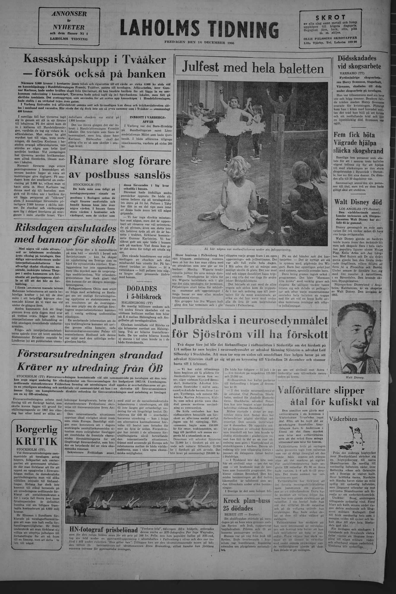 Laholms Tidning Fredag 16 december 1966, sida 8