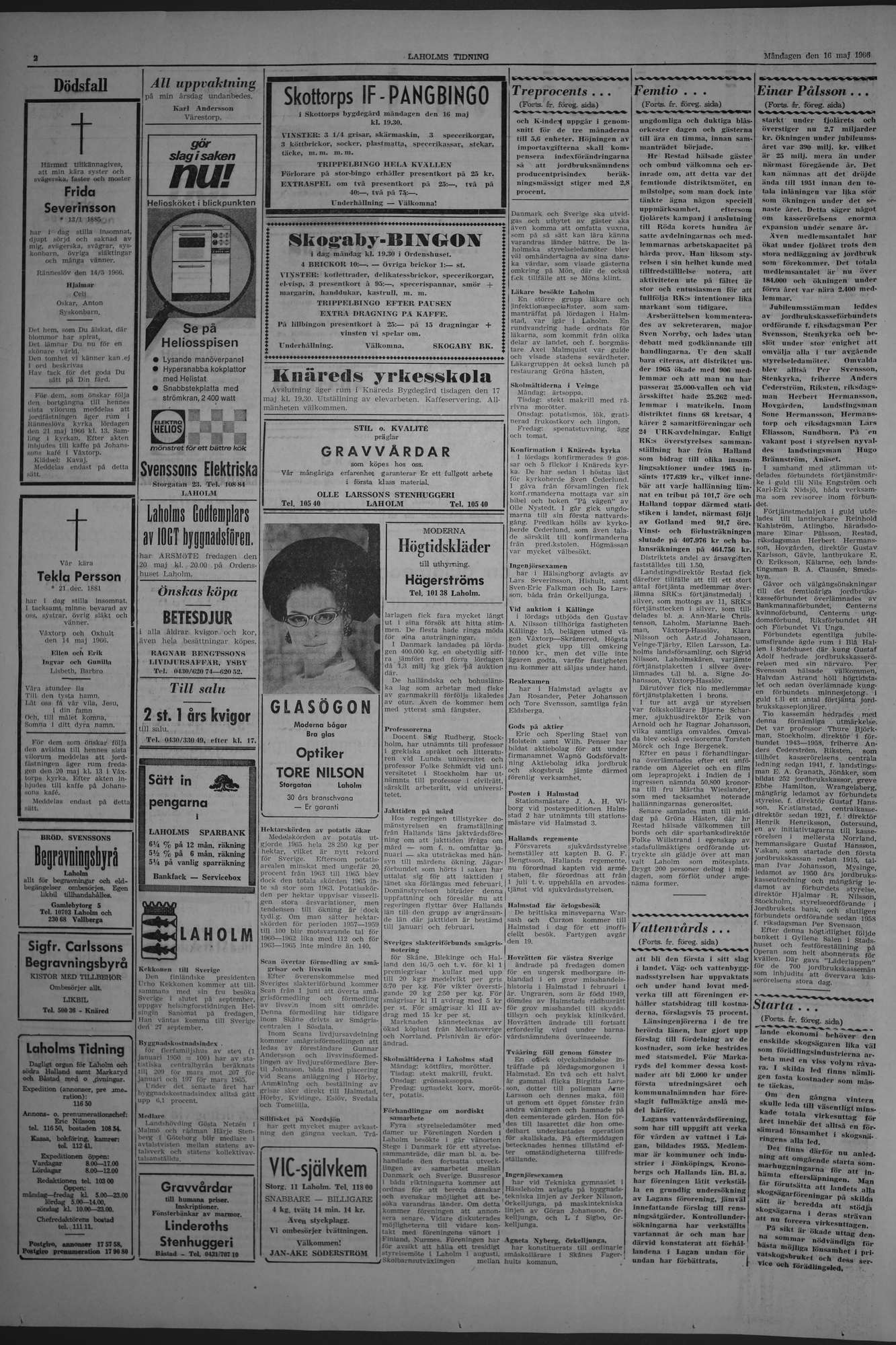 Laholms Tidning Måndag 16 maj 1966, sida 2