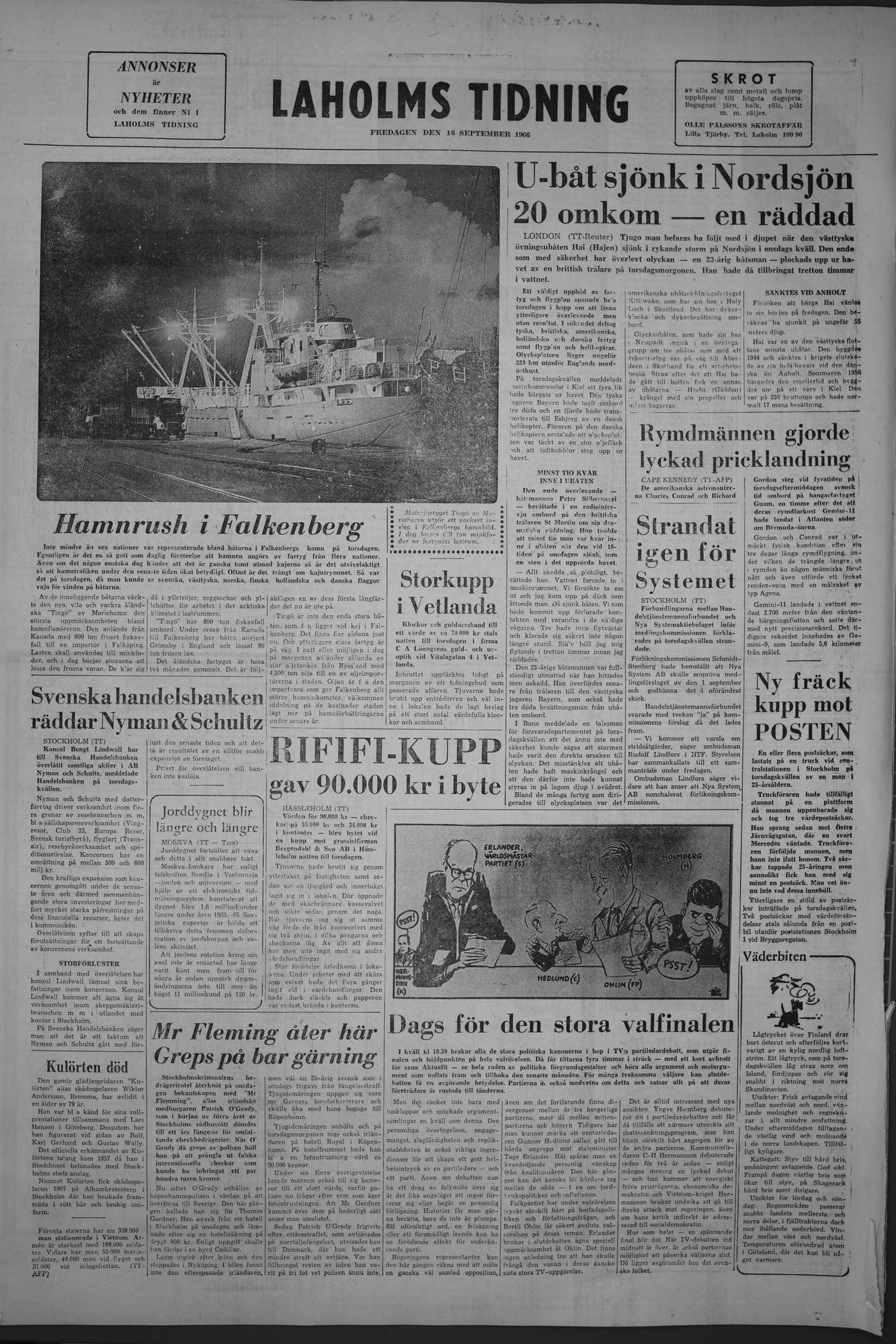 Laholms Tidning Fredag 16 september 1966, sida 8