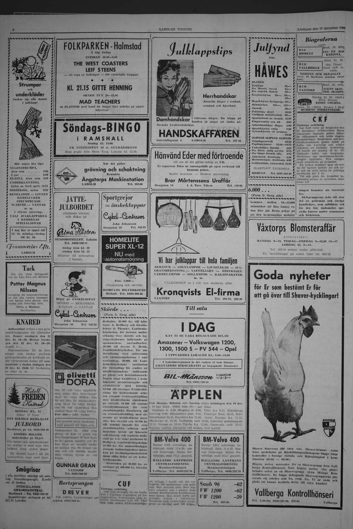 Laholms Tidning Lördag 17 december 1966, sida 2