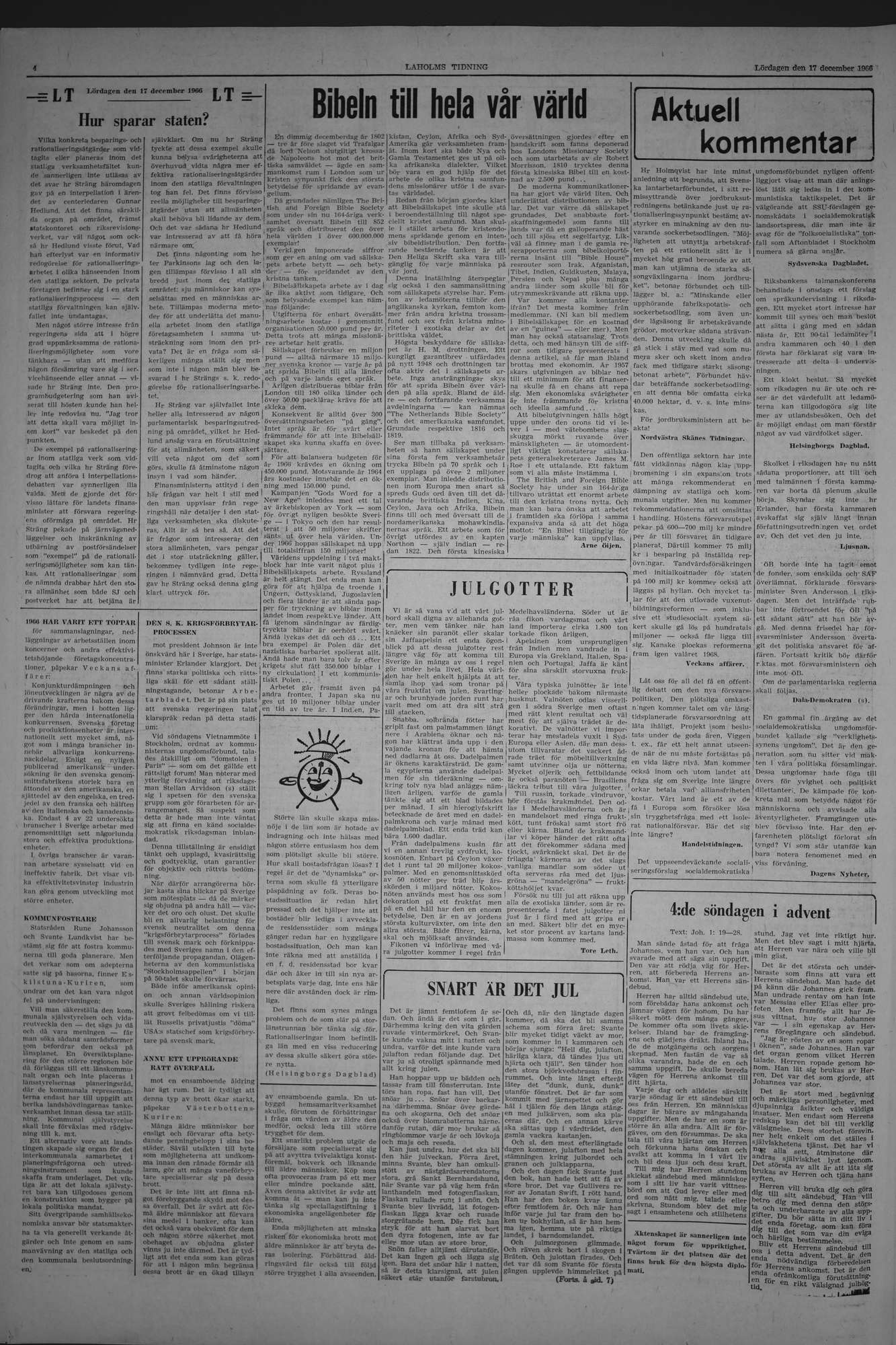 Laholms Tidning Lördag 17 december 1966, sida 4
