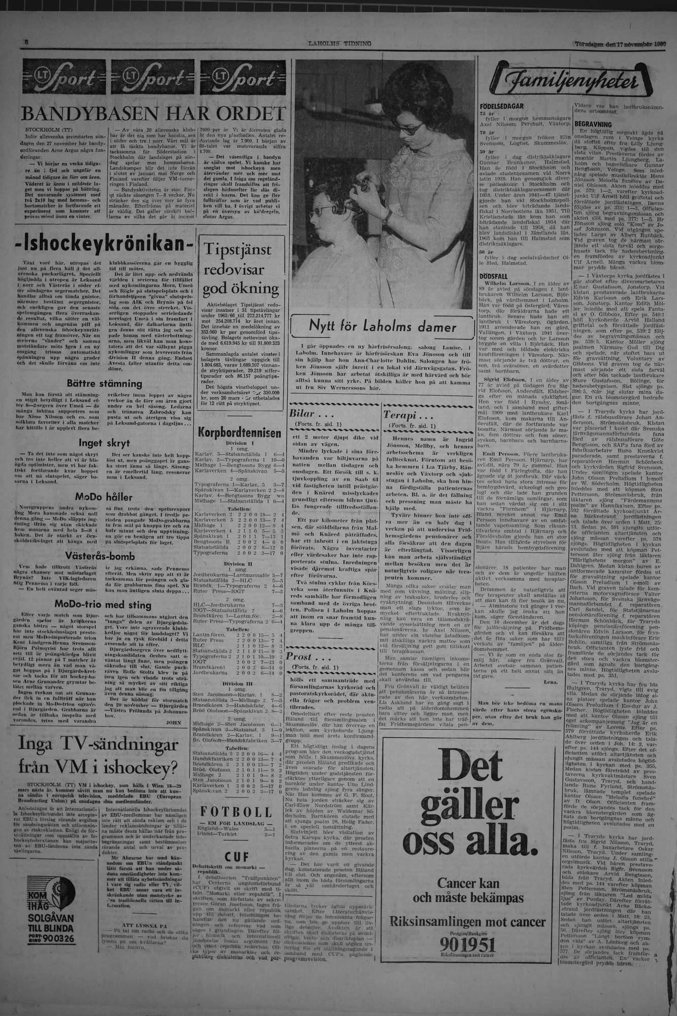 Laholms Tidning Torsdag 17 november 1966, sida 6