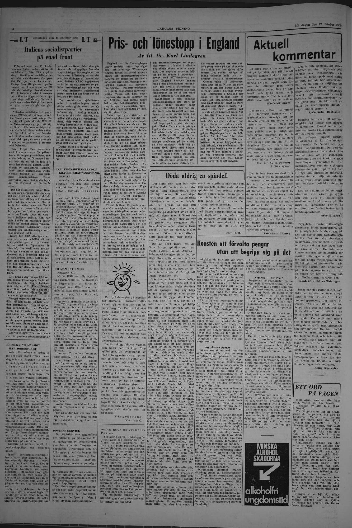 Laholms Tidning Måndag 17 oktober 1966, sida 4