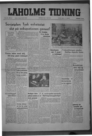 Förstasidan, Tisdag 3 maj 1949