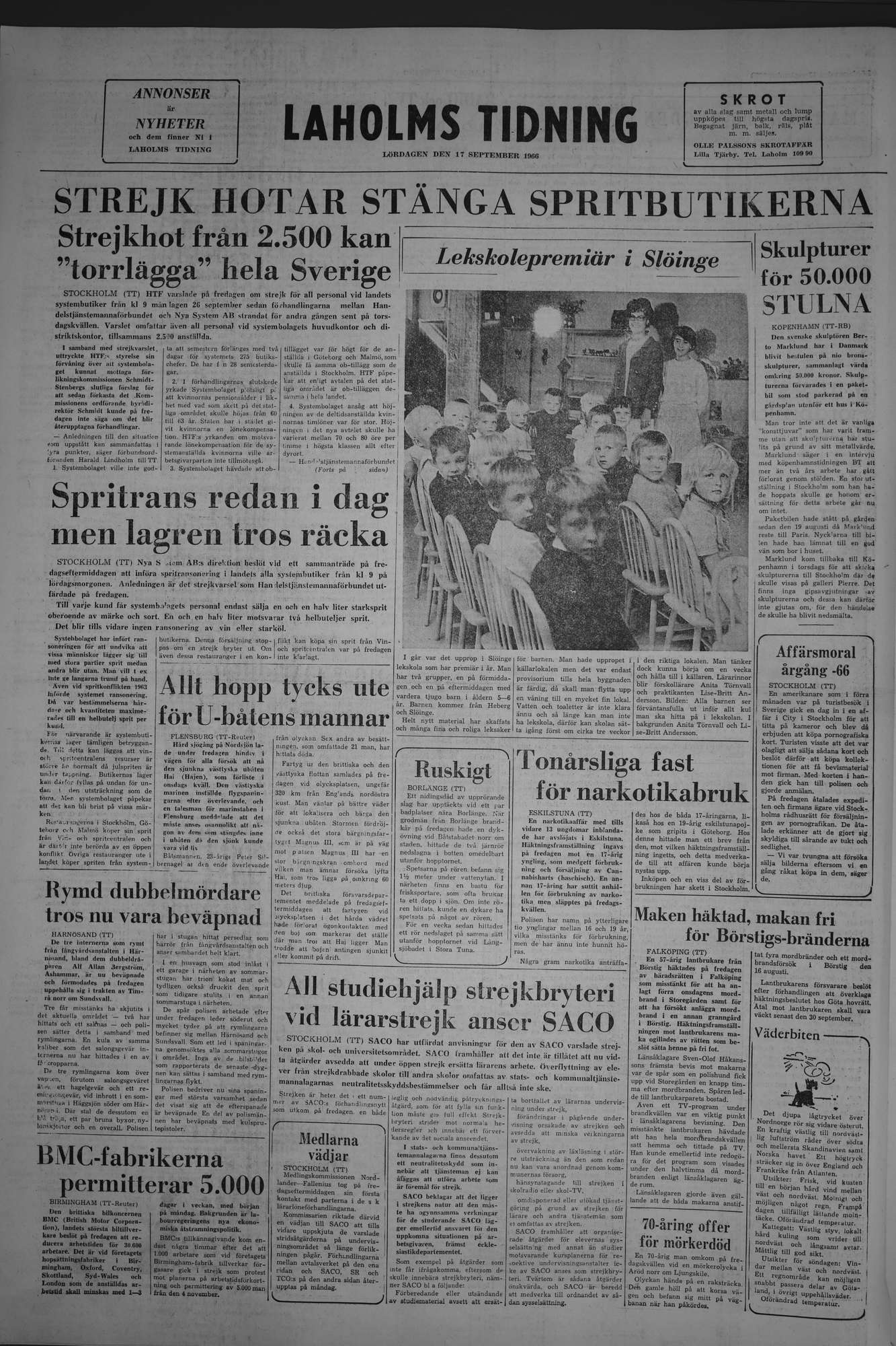 Laholms Tidning Lördag 17 september 1966, sida 8