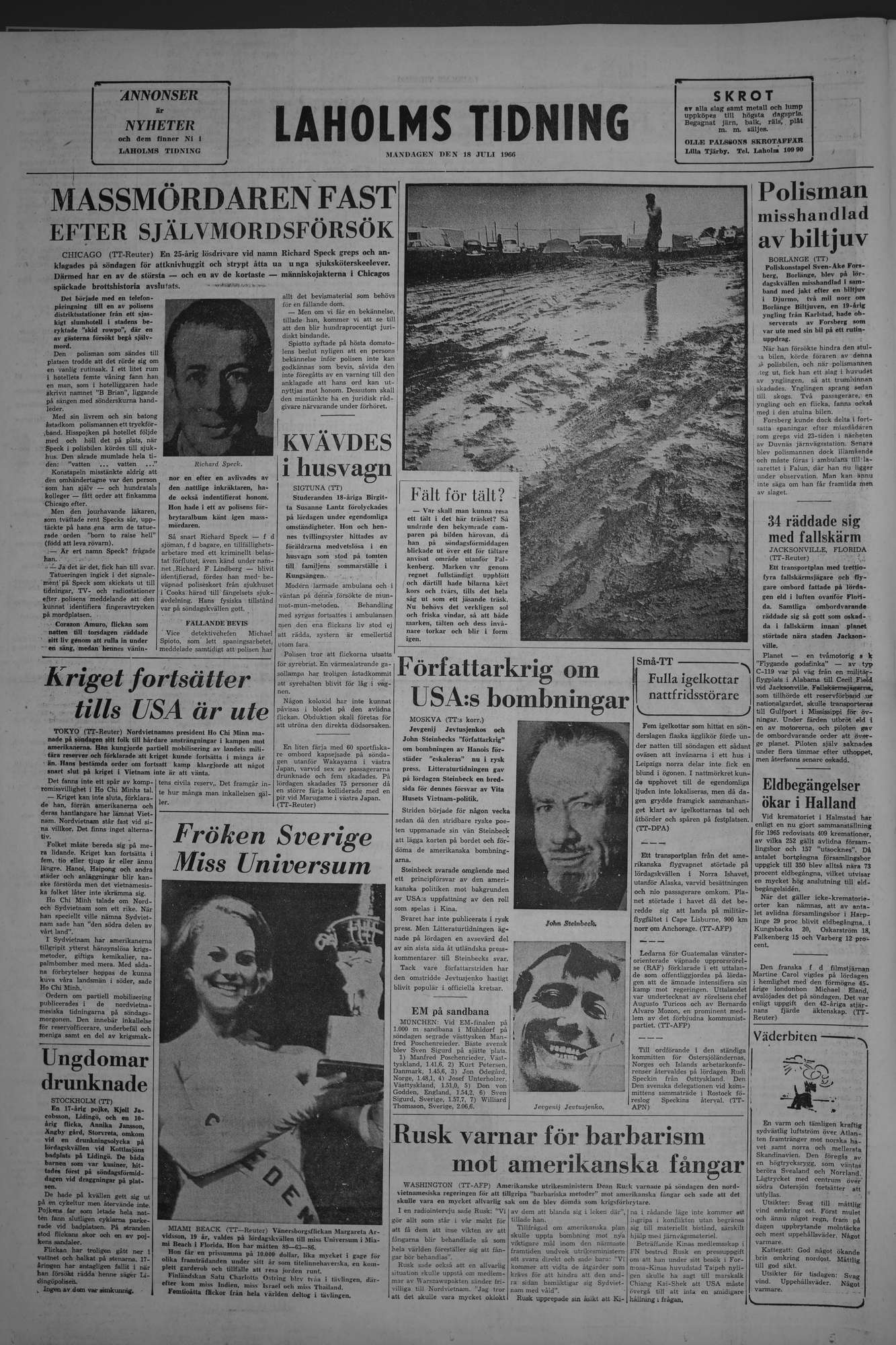 Laholms Tidning Måndag 18 juli 1966, sida 8