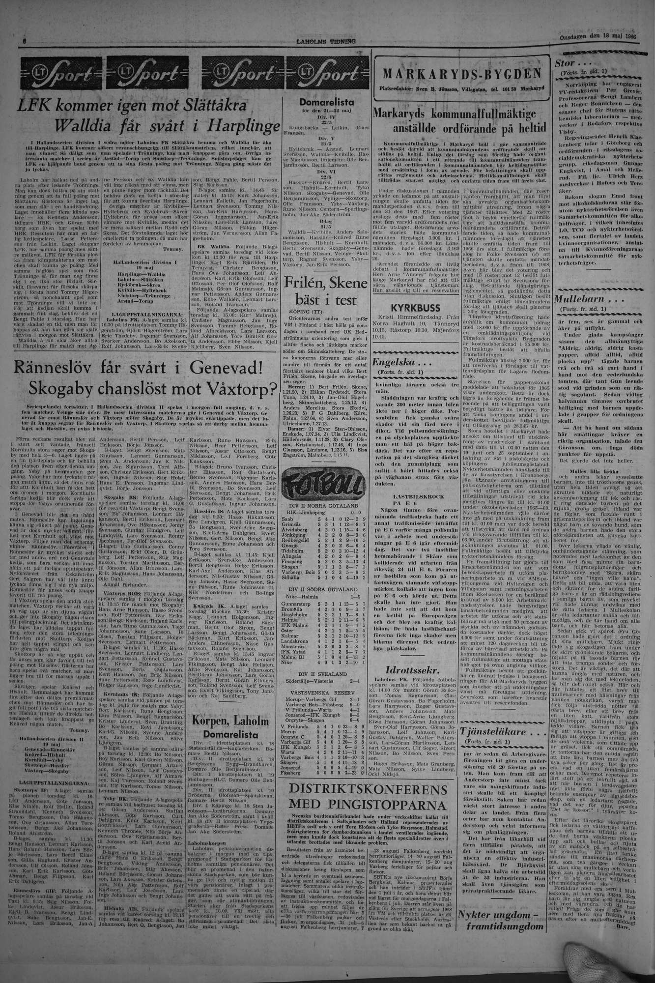 Laholms Tidning Onsdag 18 maj 1966, sida 6
