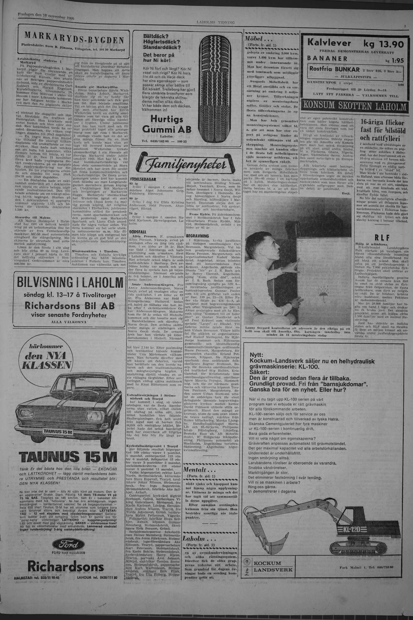 Laholms Tidning Fredag 18 november 1966, sida 3