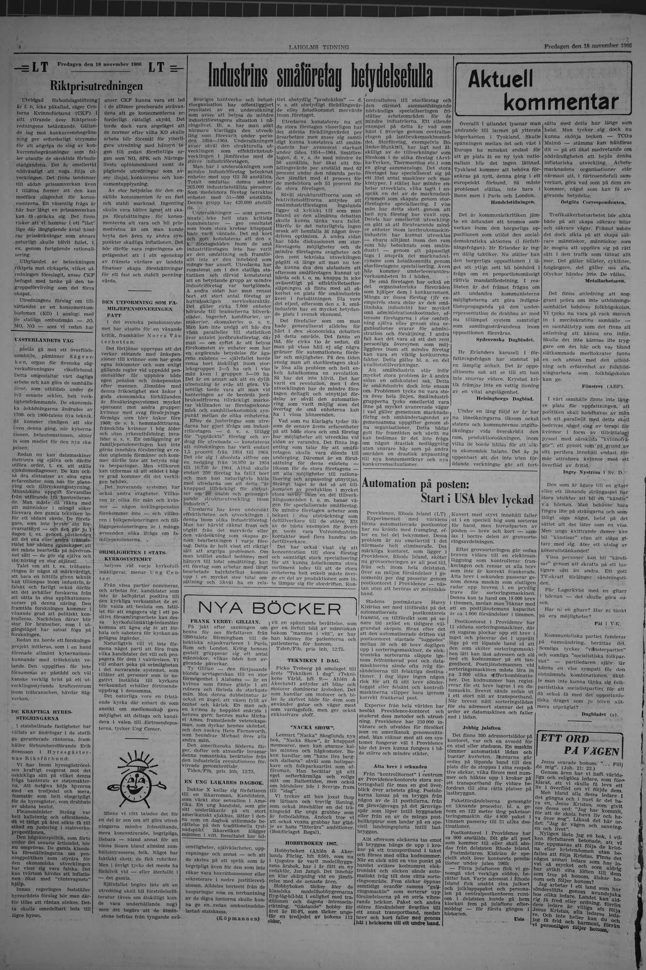 Laholms Tidning Fredag 18 november 1966, sida 4