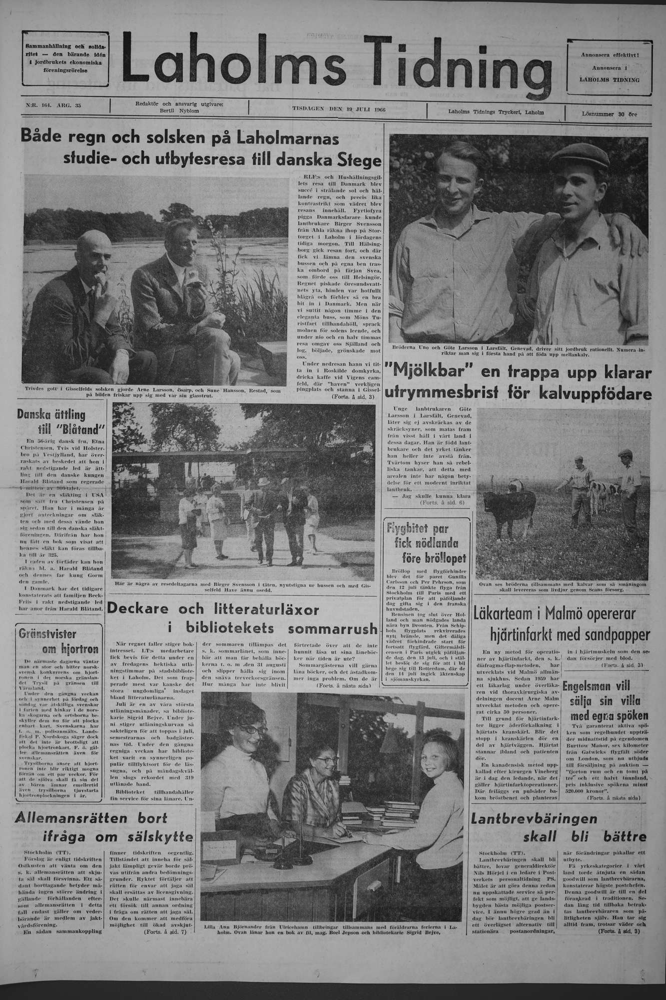 Laholms Tidning Tisdag 19 juli 1966, sida 1