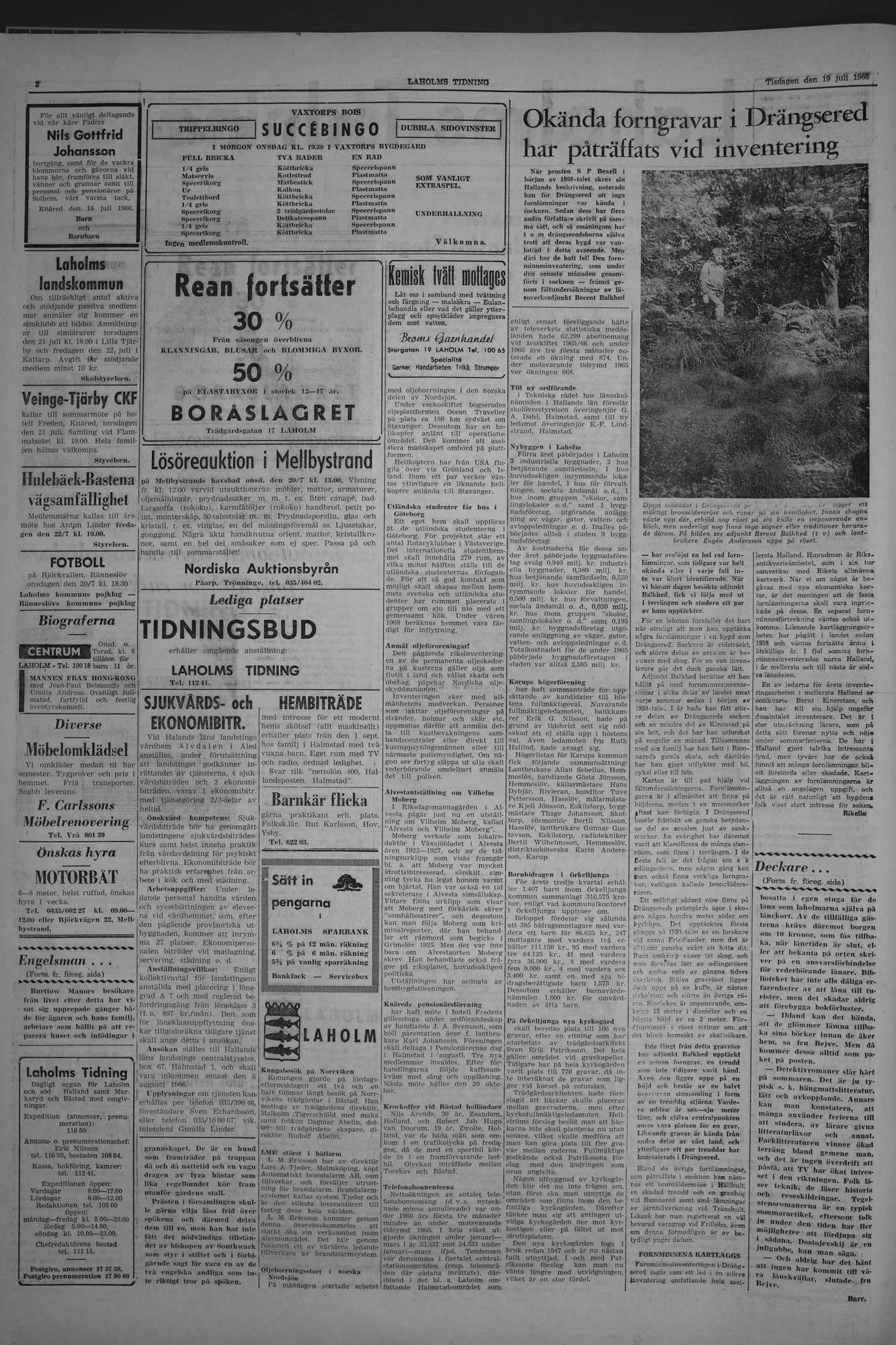 Laholms Tidning Tisdag 19 juli 1966, sida 2