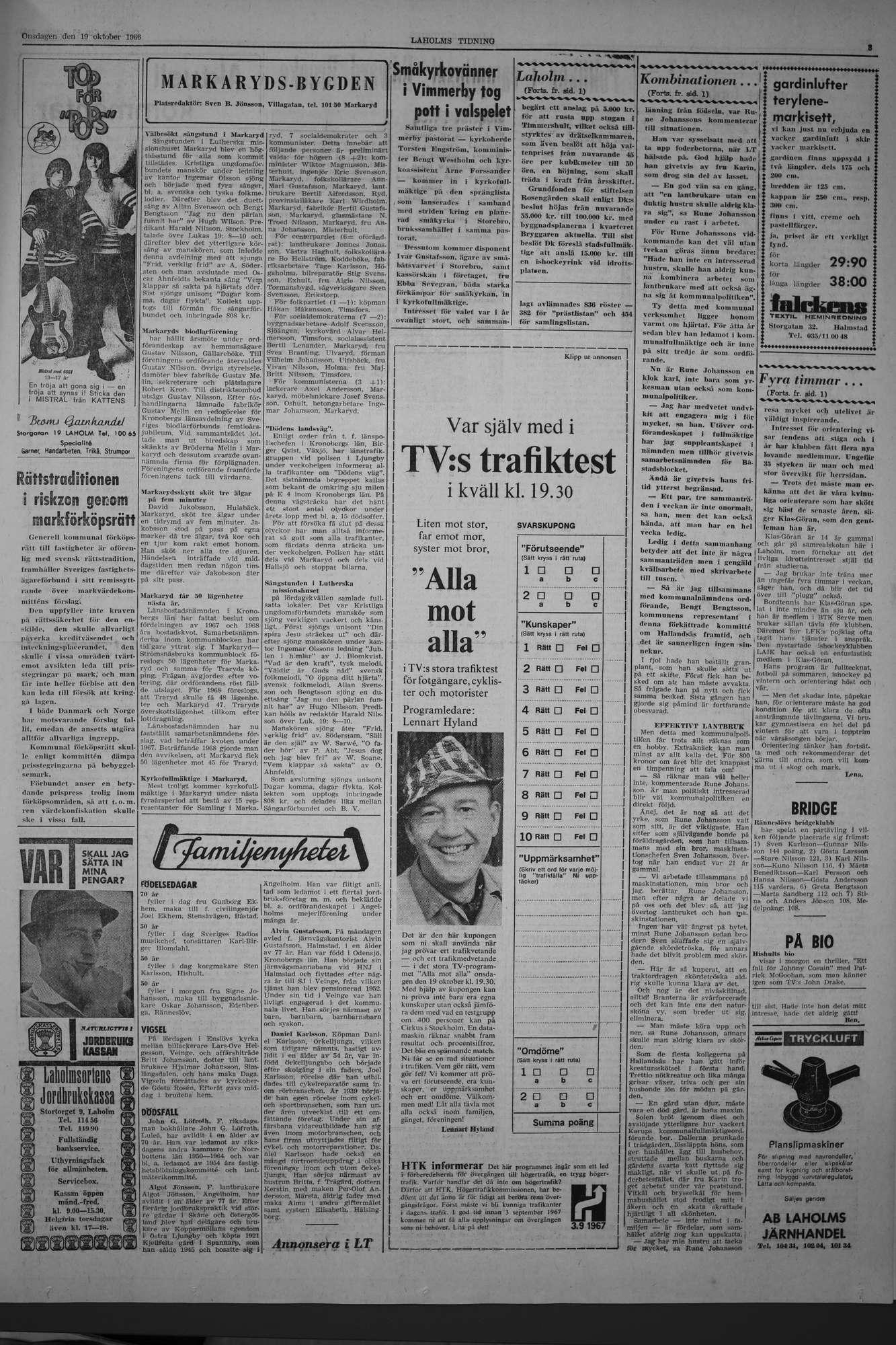 Laholms Tidning Onsdag 19 oktober 1966, sida 3