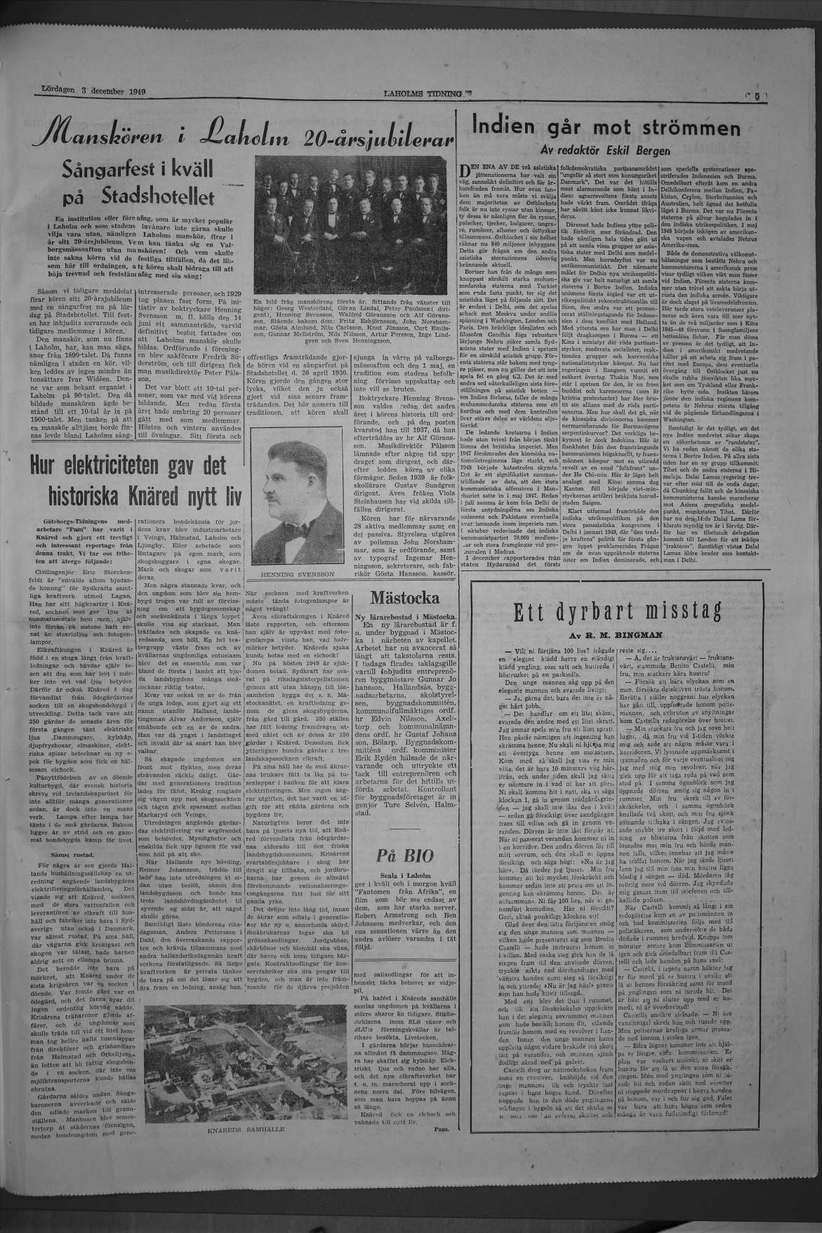 Laholms Tidning Lördag 3 december 1949, sida 5