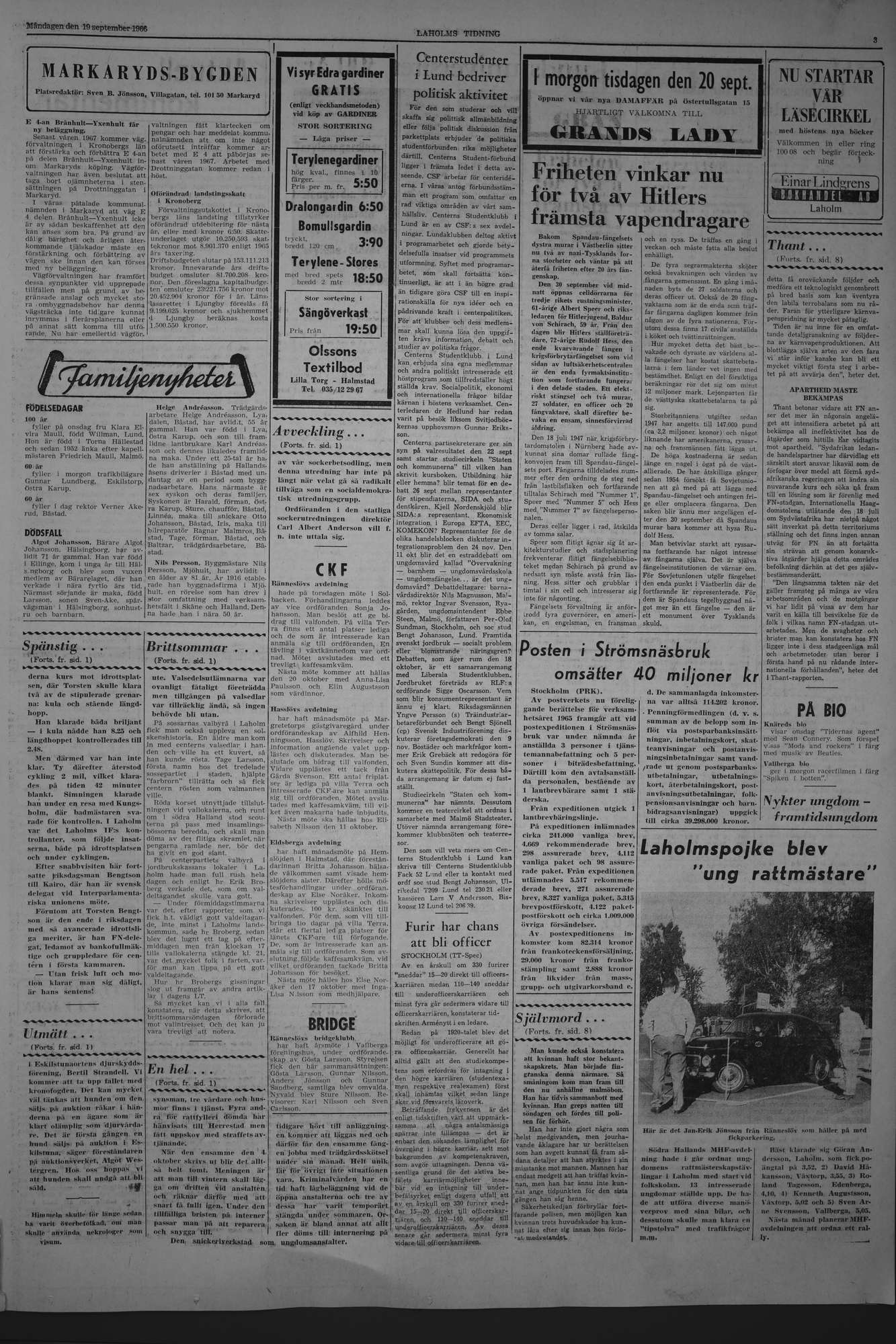Laholms Tidning Måndag 19 september 1966, sida 3