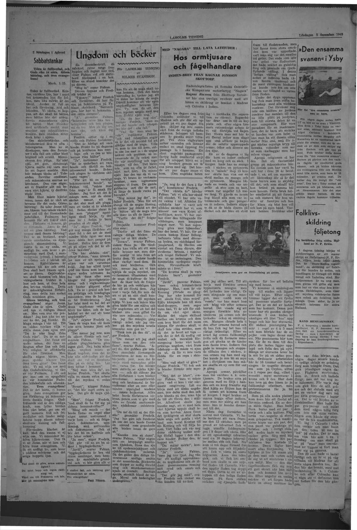 Laholms Tidning Lördag 3 december 1949, sida 6