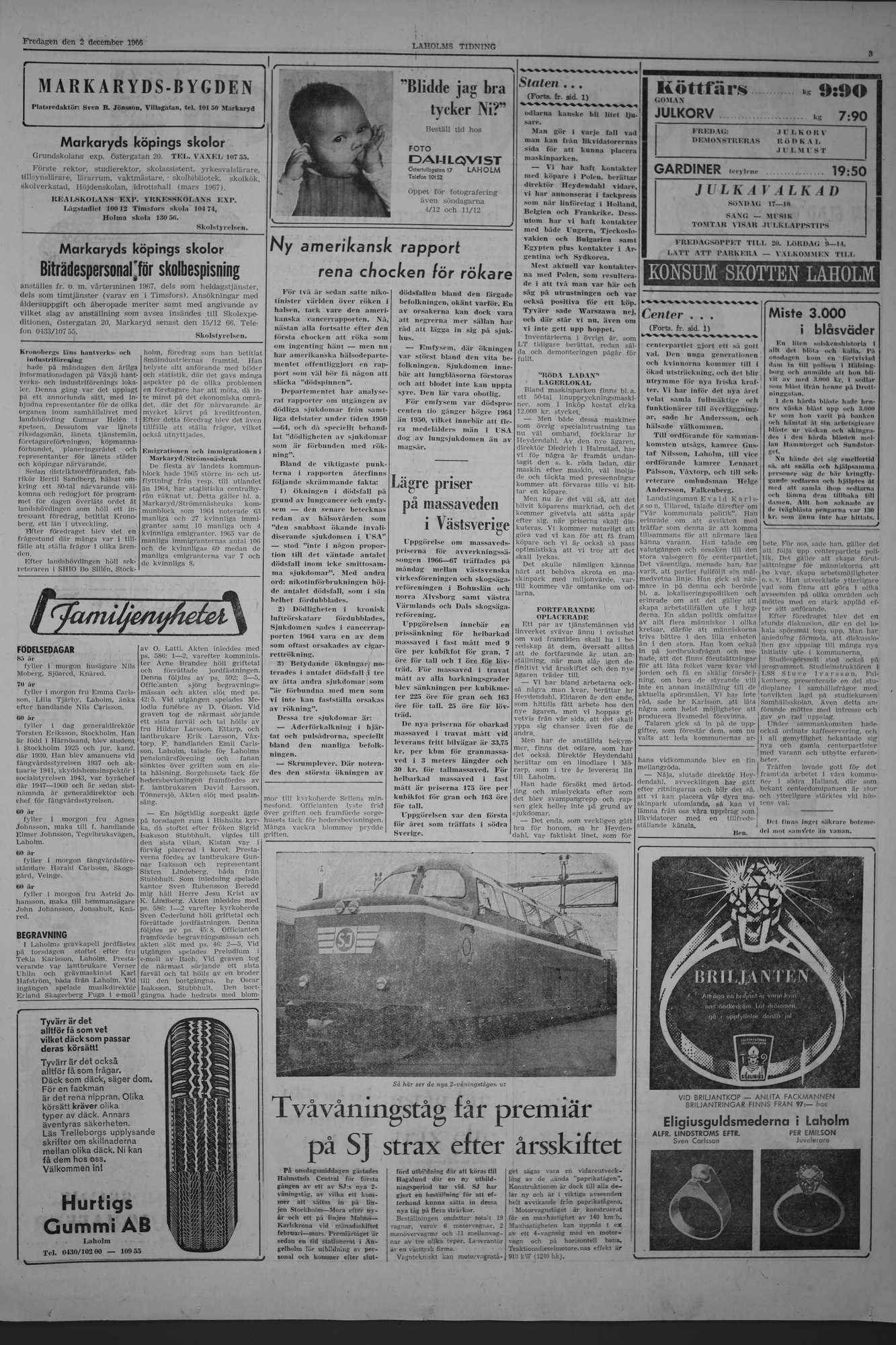 Laholms Tidning Fredag 2 december 1966, sida 3