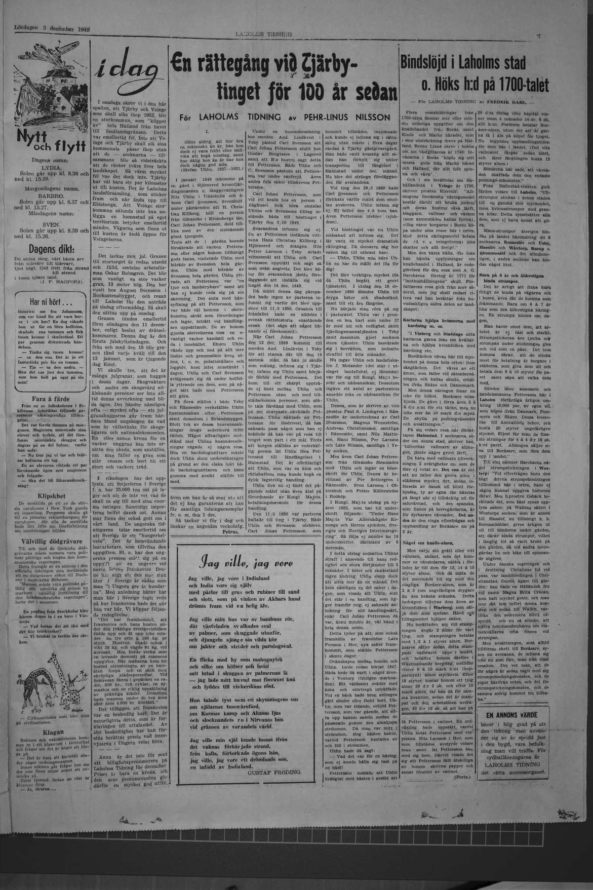 Laholms Tidning Lördag 3 december 1949, sida 7
