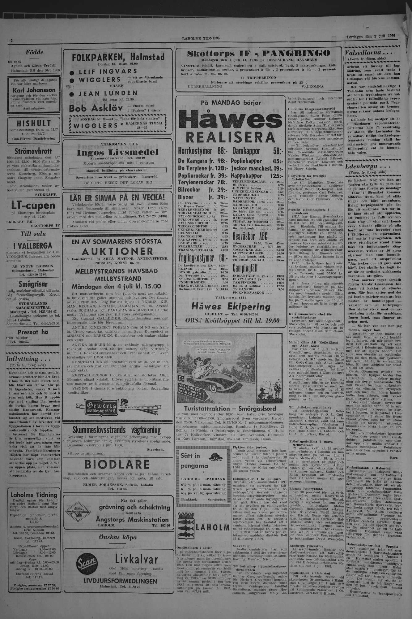 Laholms Tidning Lördag 2 juli 1966, sida 2