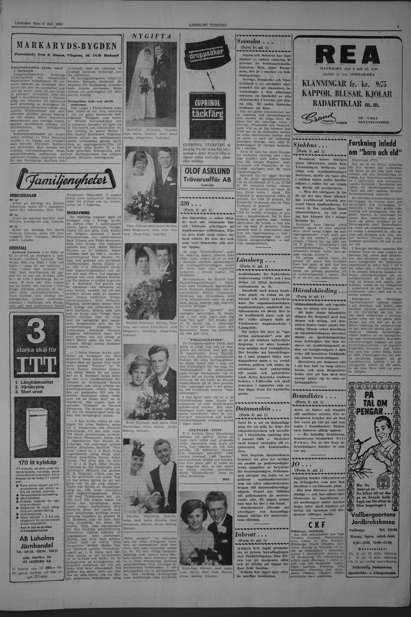 Laholms Tidning Lördag 2 juli 1966, sida 3